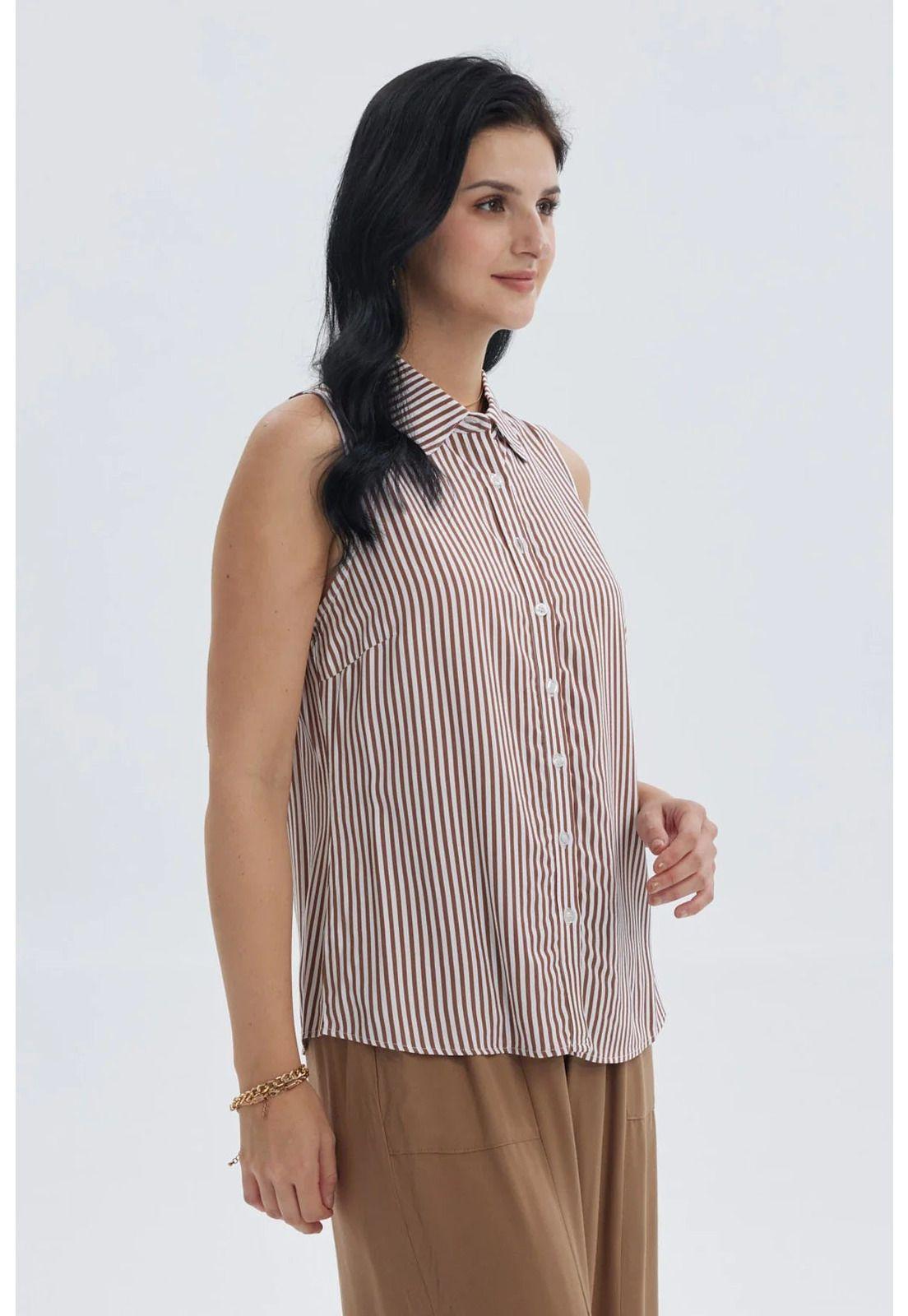 Blusa Mujer Abotonada Rapport Café Oscuro-1