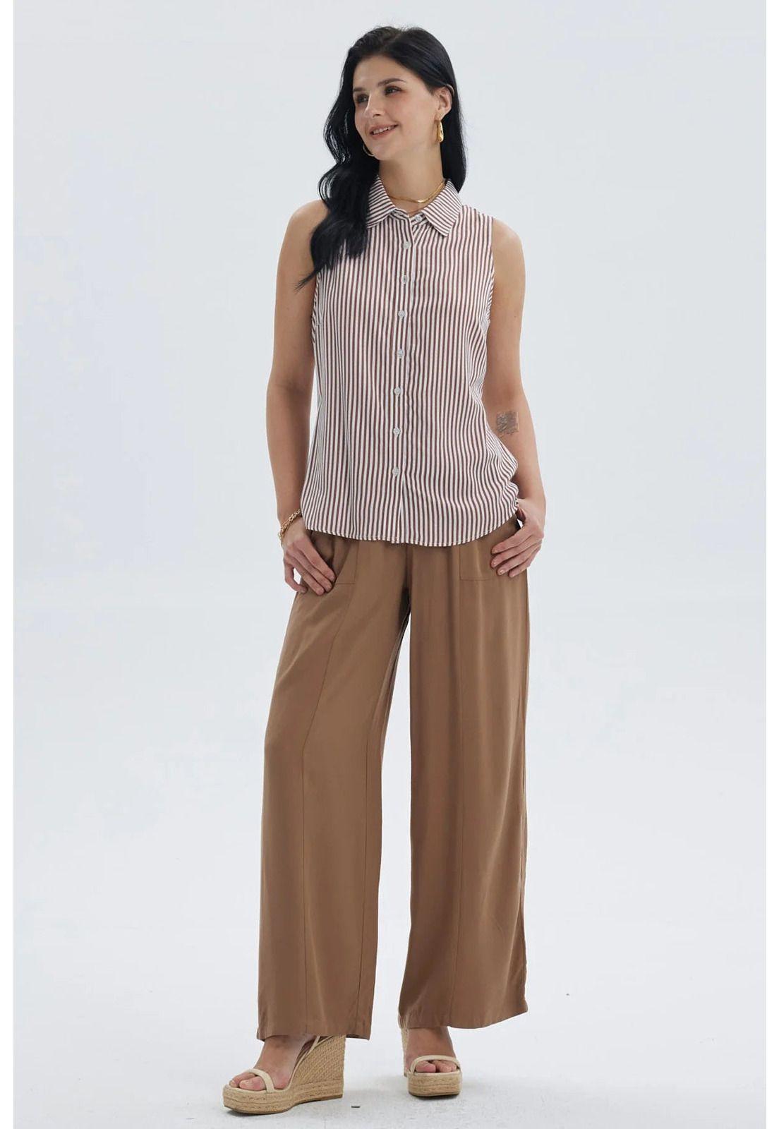 Blusa Mujer Abotonada Rapport Café Oscuro-3