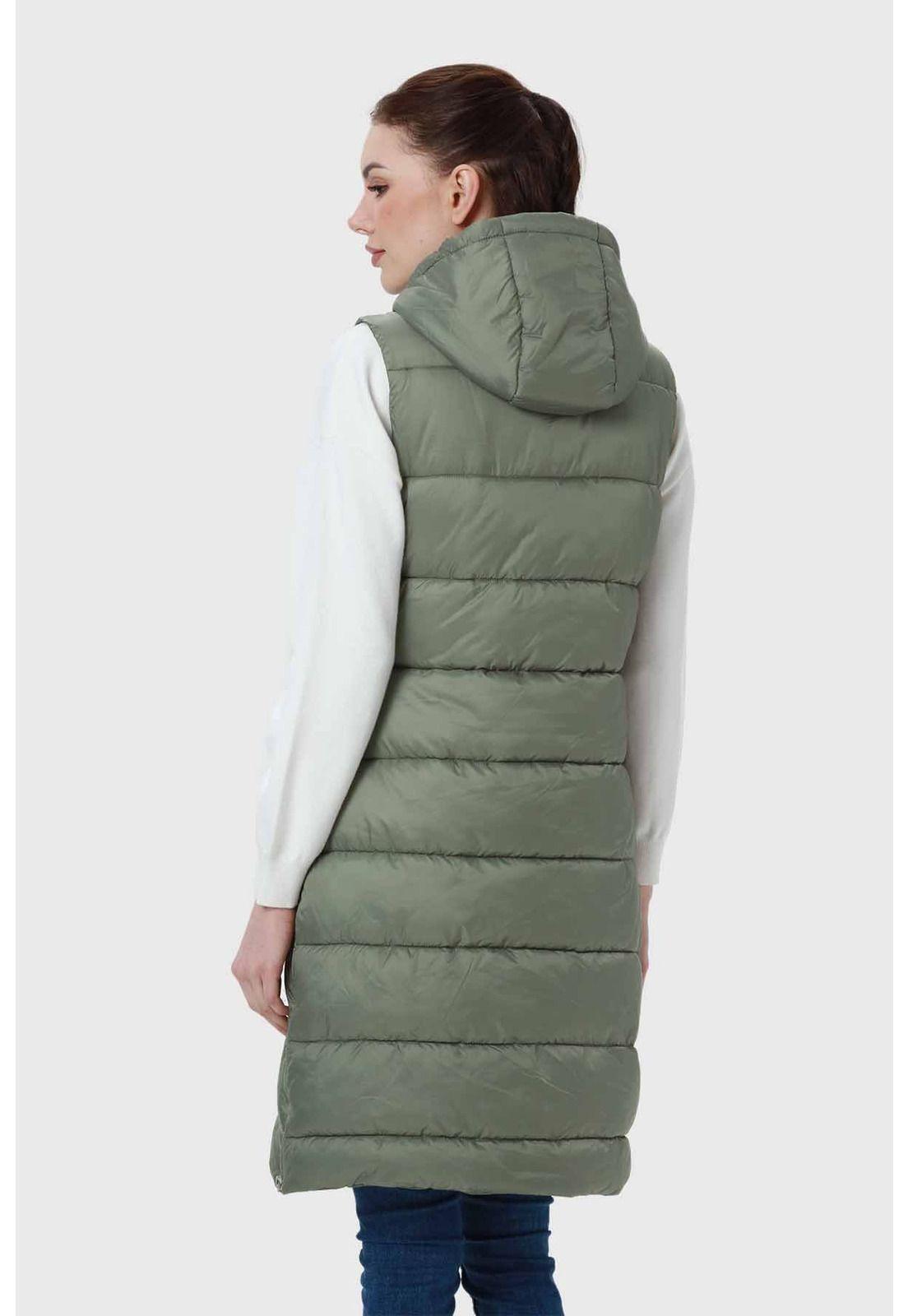 Parka Mujer Con Corte Horizontal Verde-2