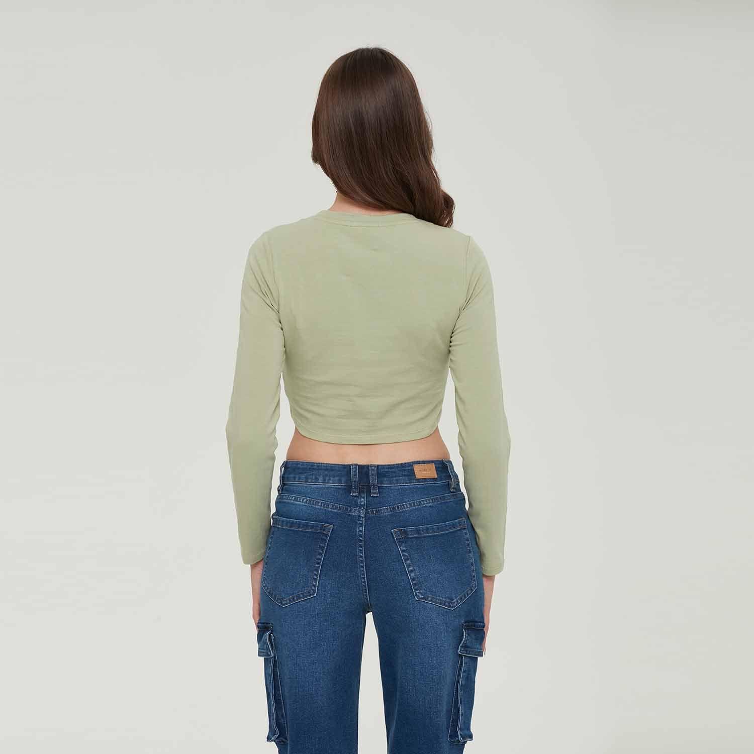 Polera Mujer Print Posicional Verde Olivo-2