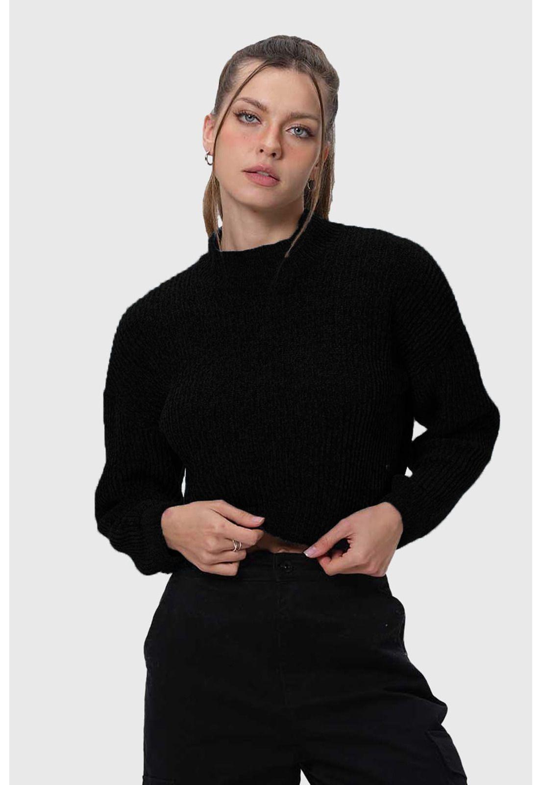 Sweater Mujer Chenille Negro-0