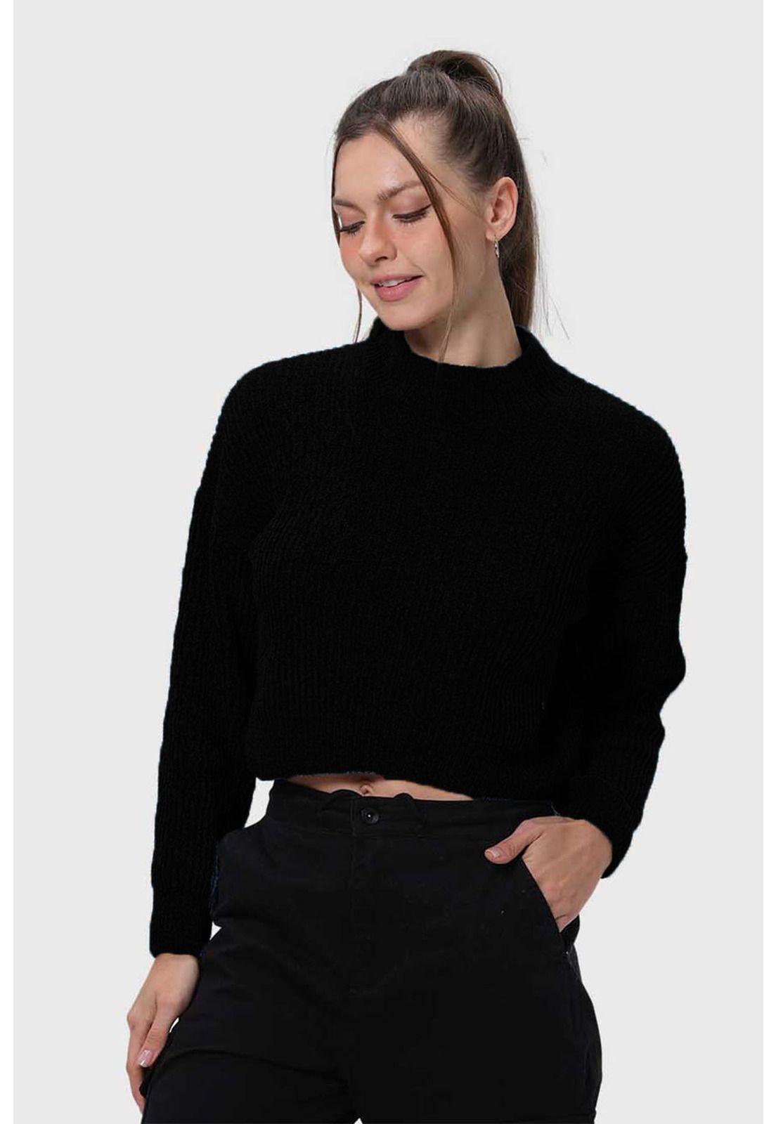 Sweater Mujer Chenille Negro-1