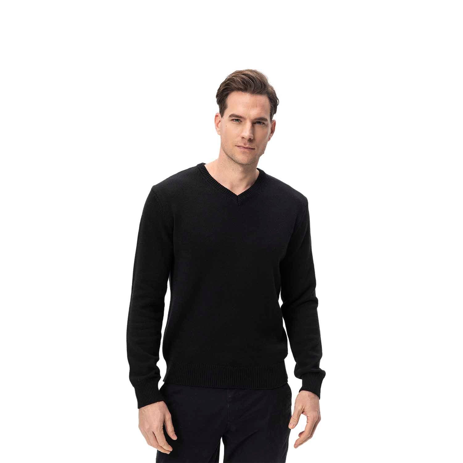 Sweater Hombre Cuello V Básico Negro Fashion's Park-0