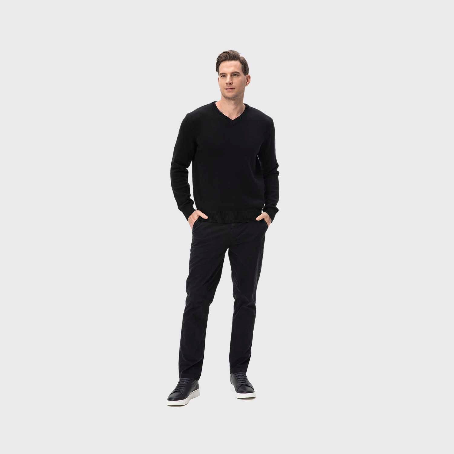 Sweater Hombre Cuello V Básico Negro Fashion's Park-3