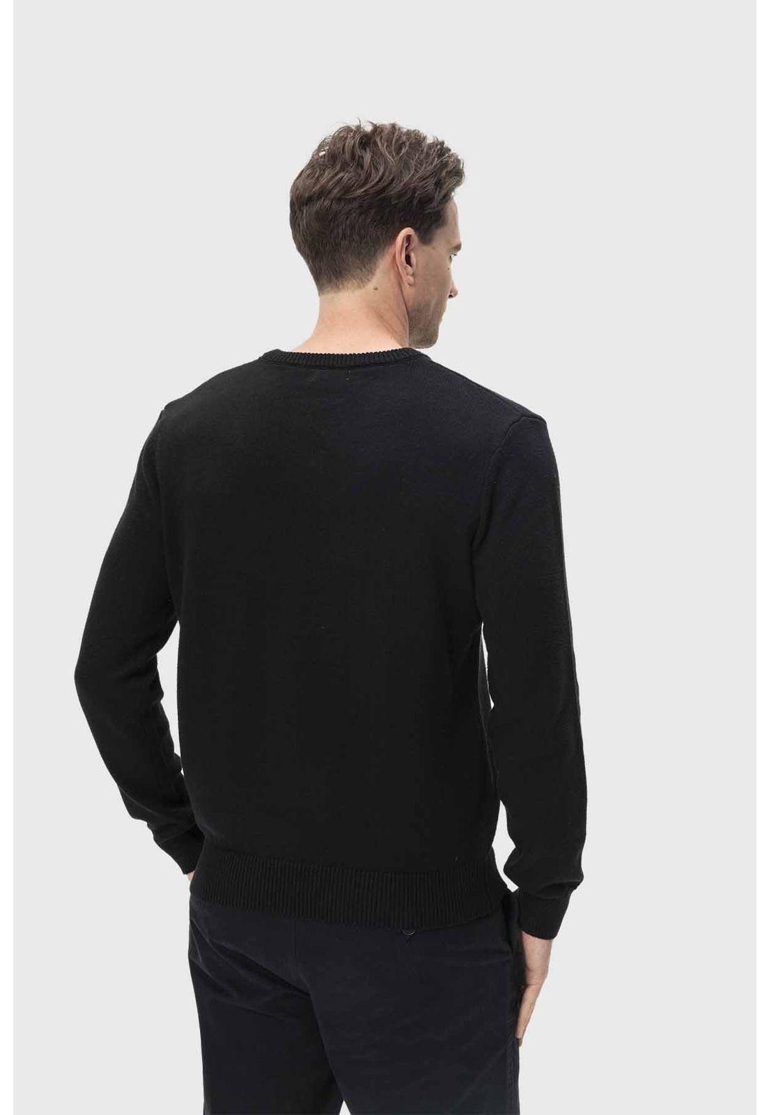 Sweater Hombre Cuello V Básico Negro-2
