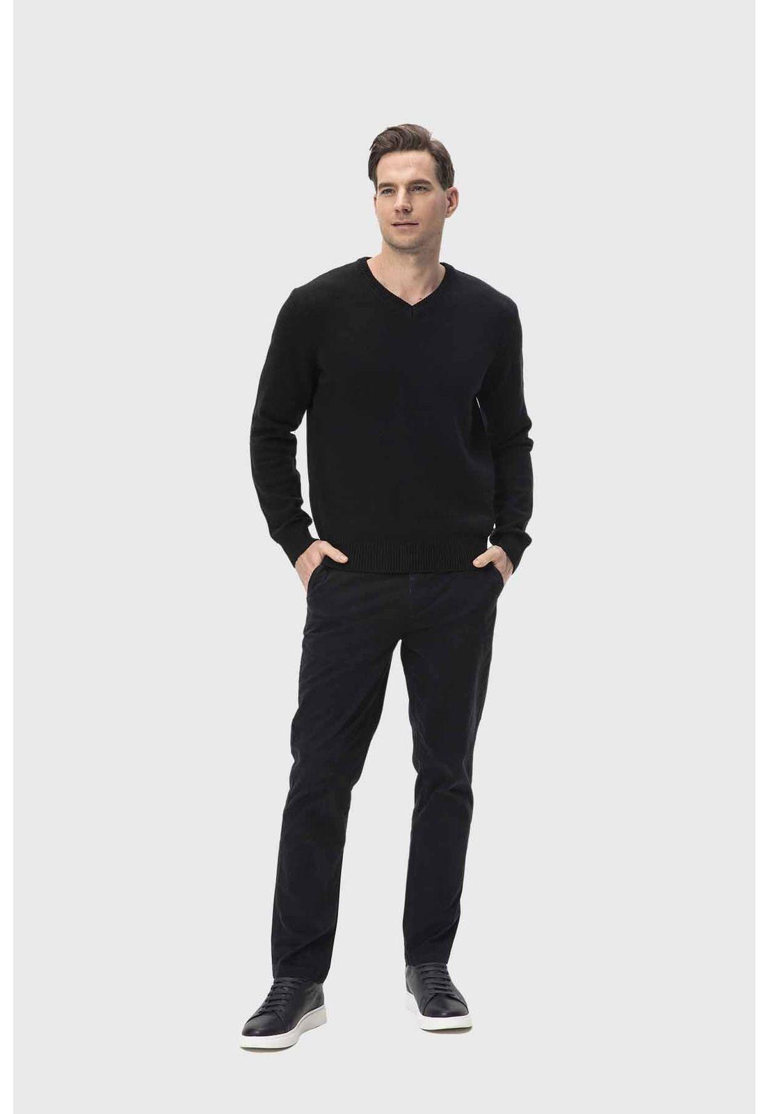 Sweater Hombre Cuello V Básico Negro-3