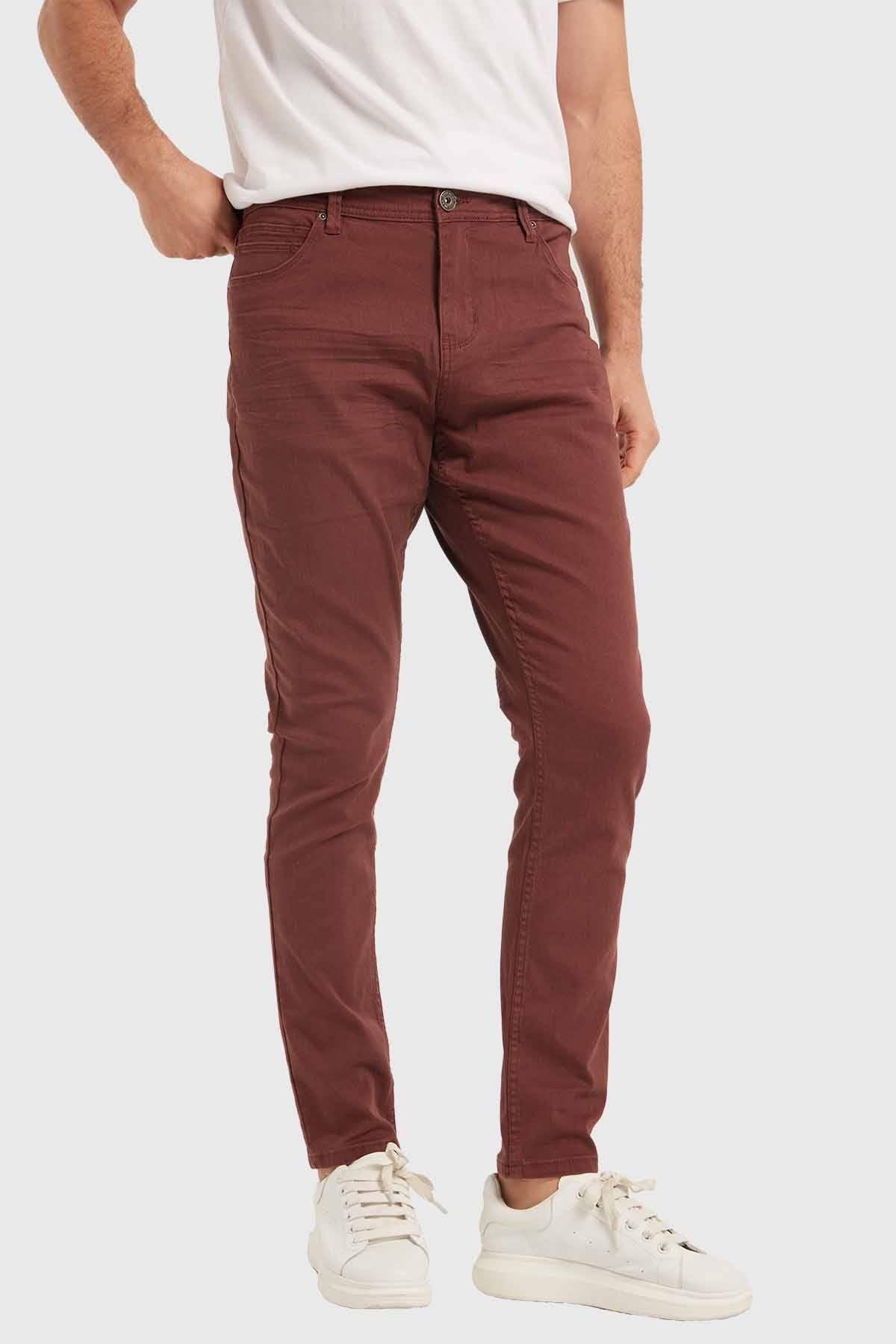 Jeans Hombre Slim Burdeo-0