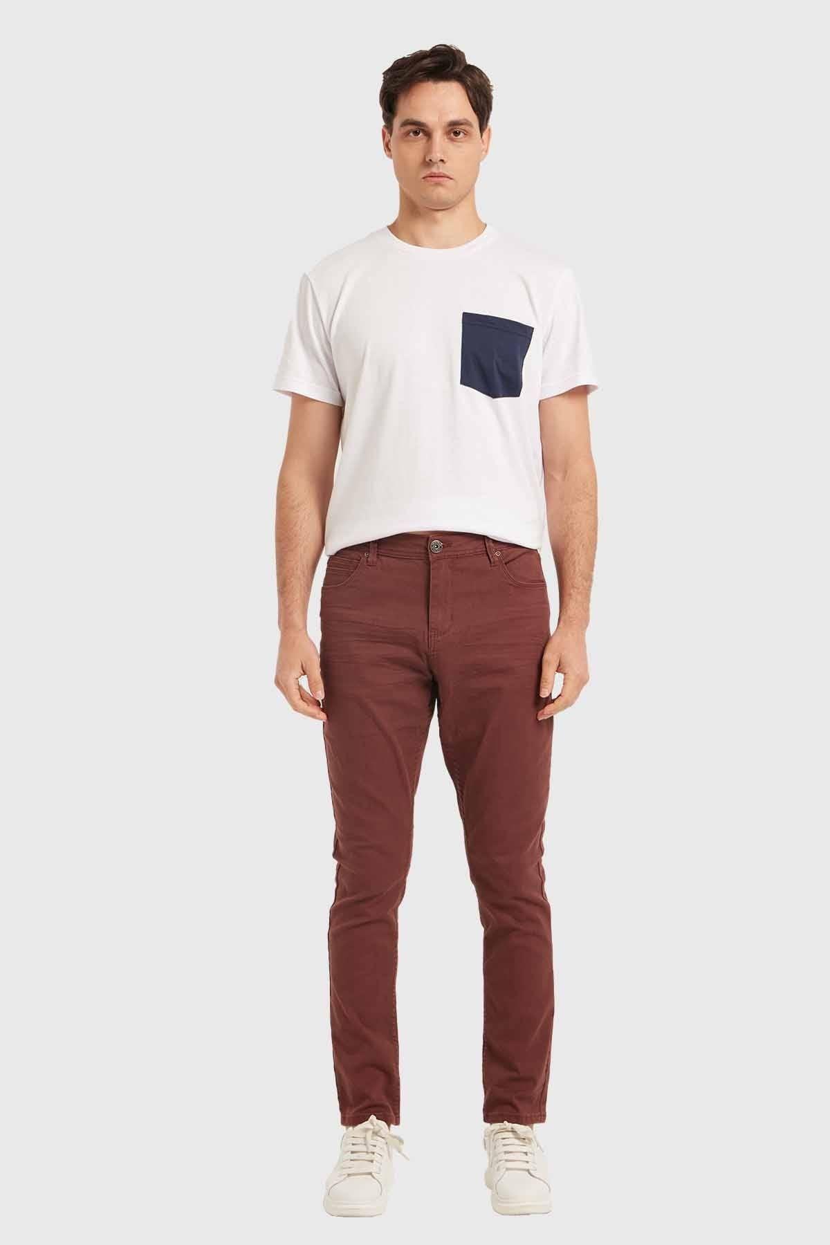 Jeans Hombre Slim Burdeo-3