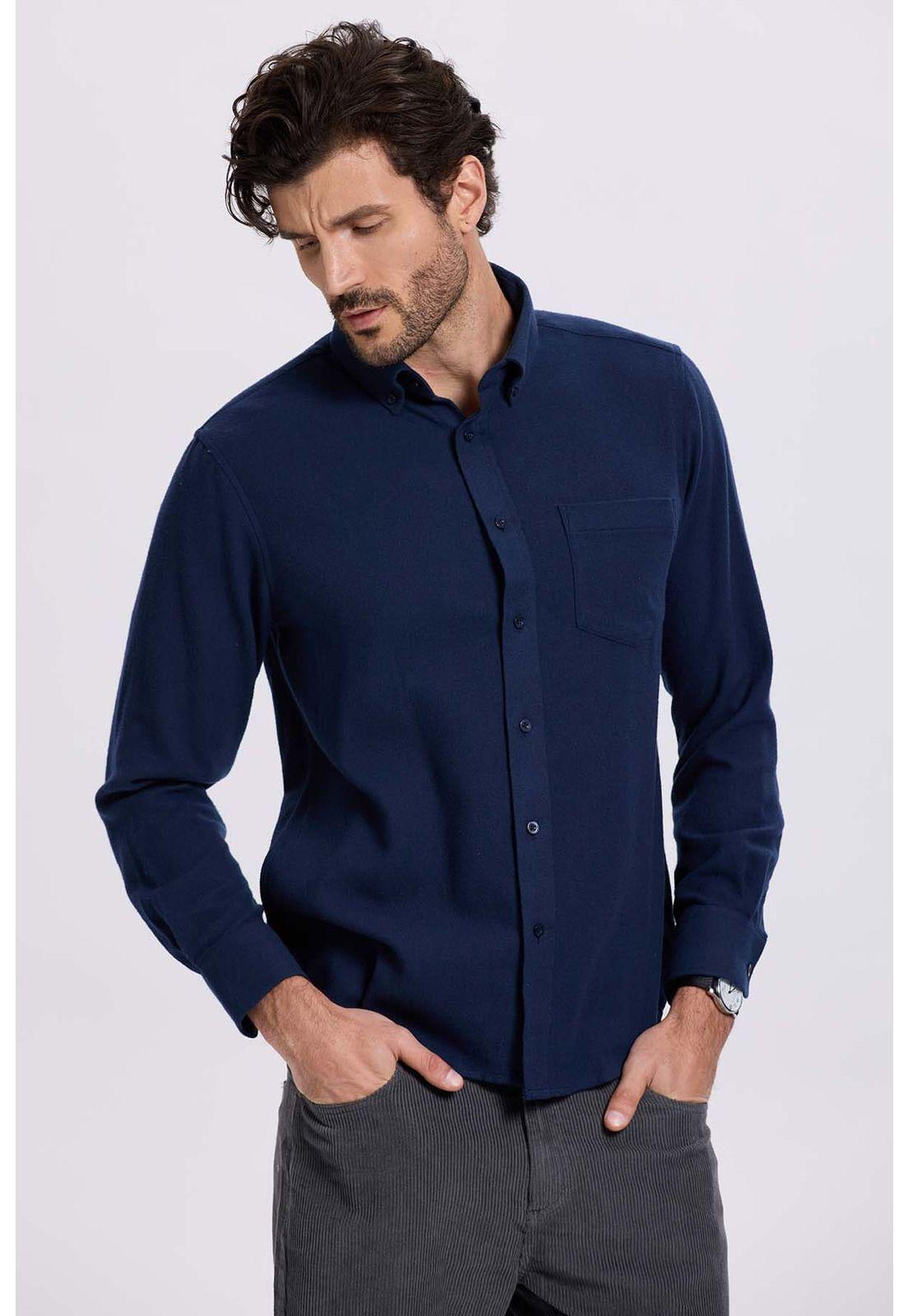 Camisa Hombre Franela Azul-0