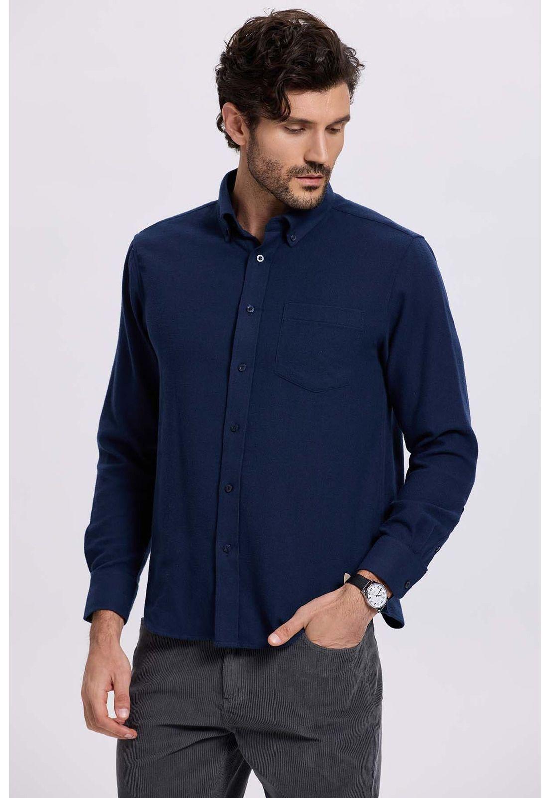 Camisa Hombre Franela Azul-1