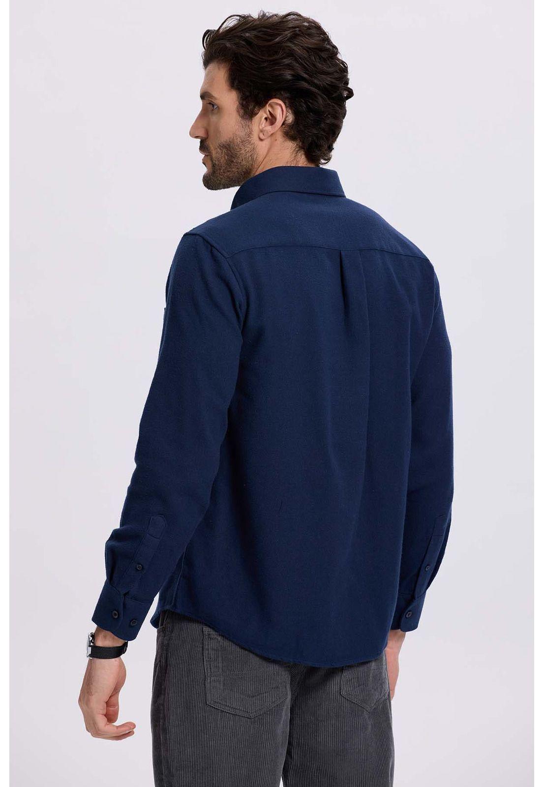 Camisa Hombre Franela Azul-2