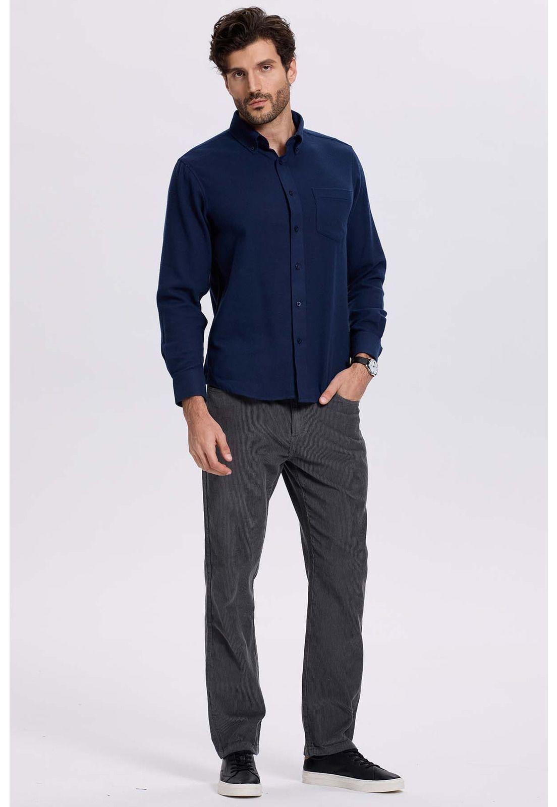 Camisa Hombre Franela Azul-3