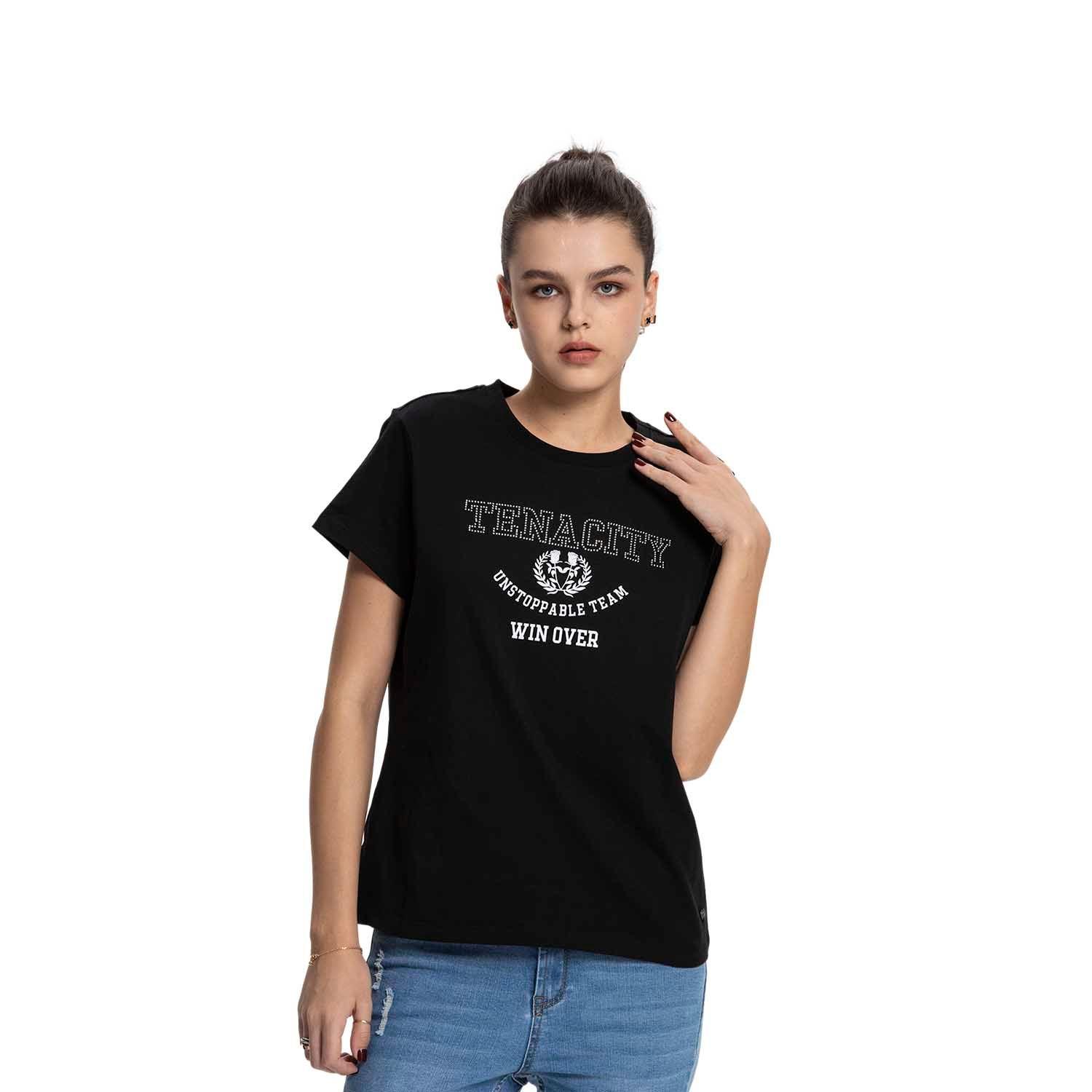 Polera Mujer Básica Print Negro Fsp Fashion's Park-0
