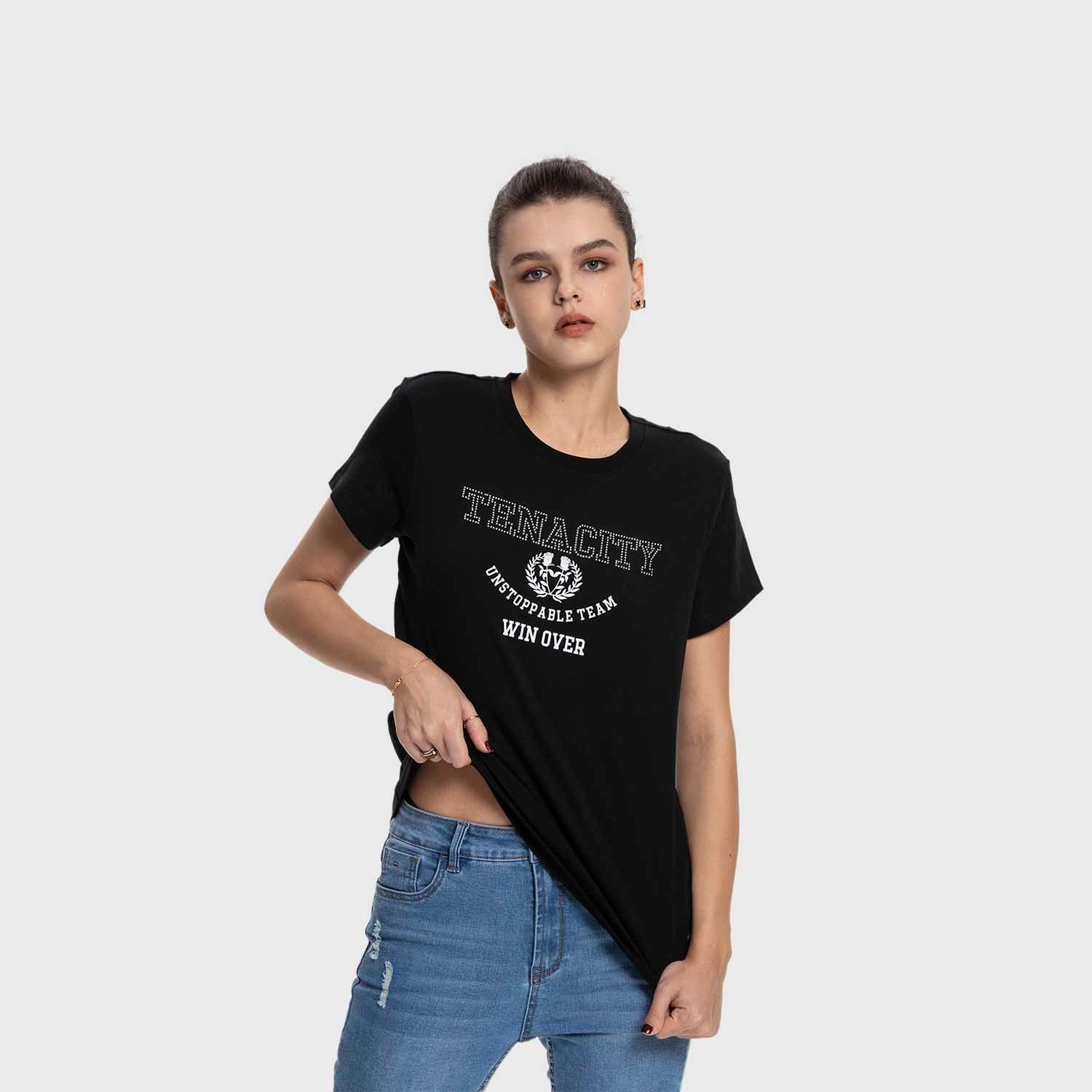 Polera Mujer Básica Print Negro Fsp Fashion's Park-1
