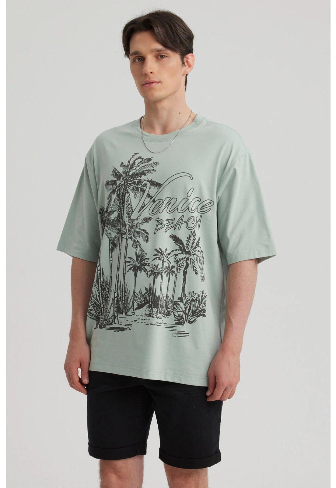 Polera Hombre Print Oversize Verde - ll-3