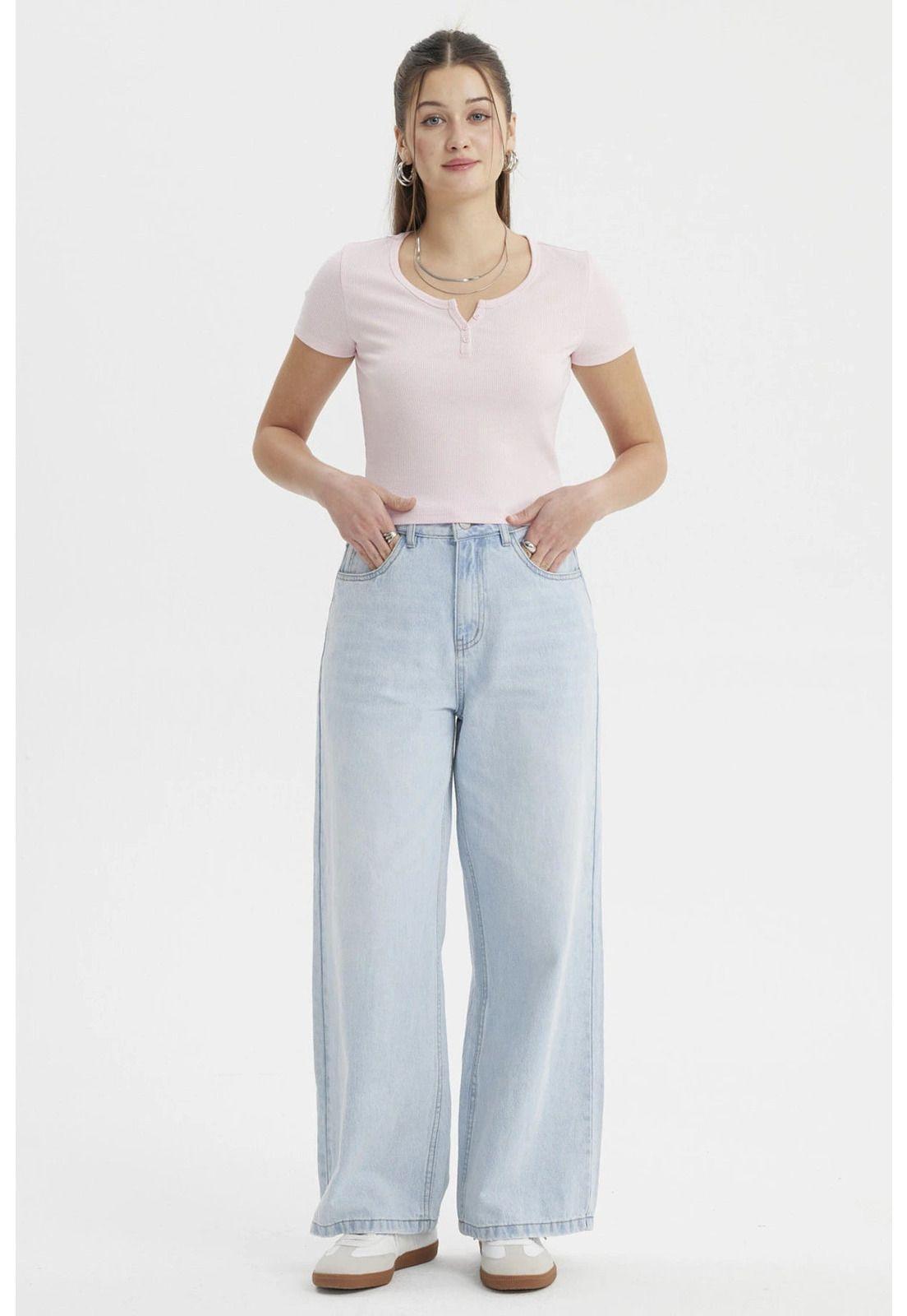 Polera Mujer Aplicación Botones Rosado-3