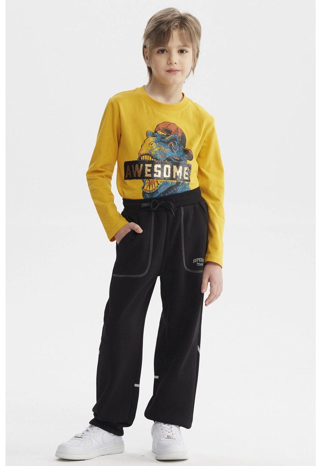 Pantalón Buzo Niño Pitillo Negro - ll-3