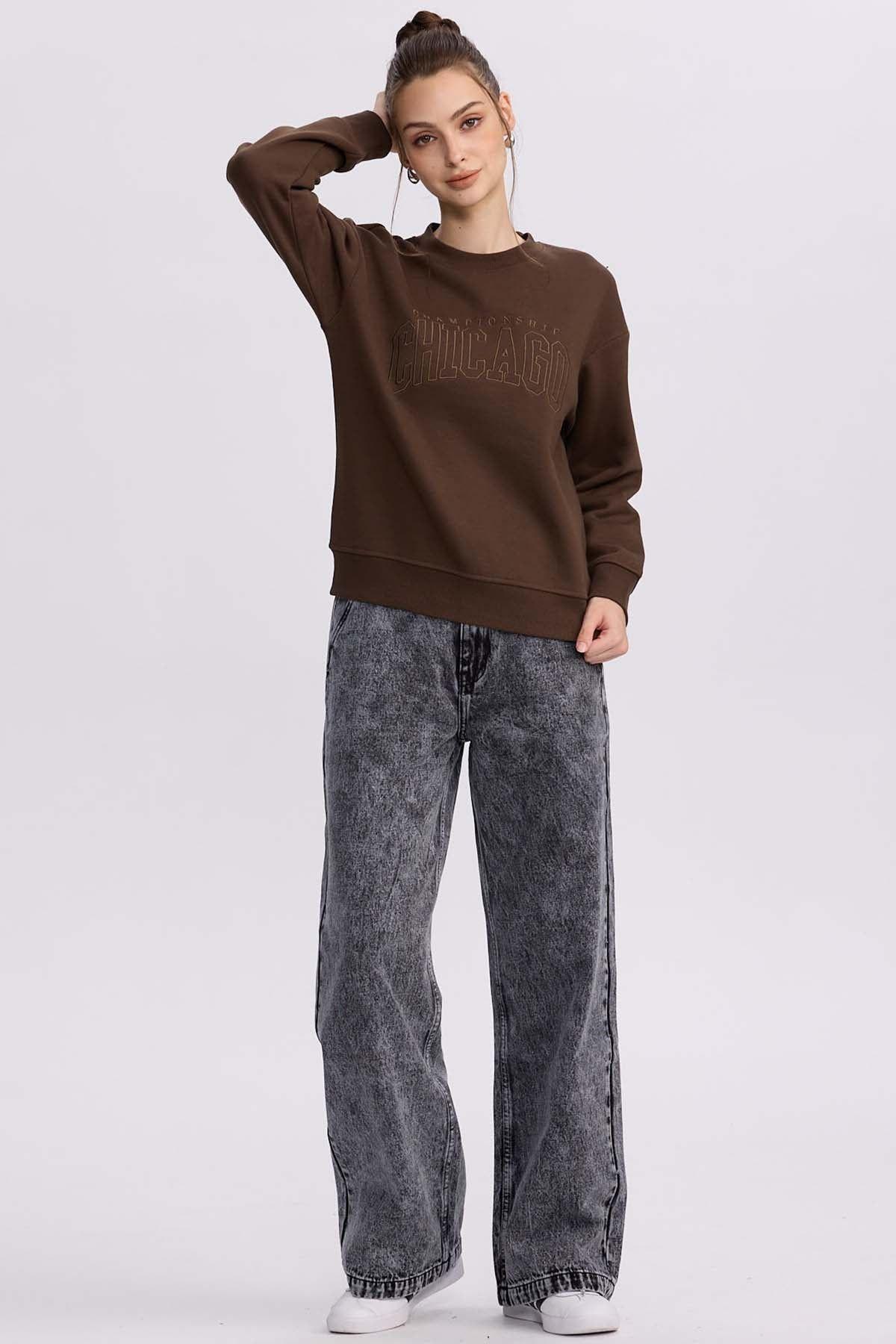Jeans Mujer Wide Leg Cinturón Gris Oscuro-3