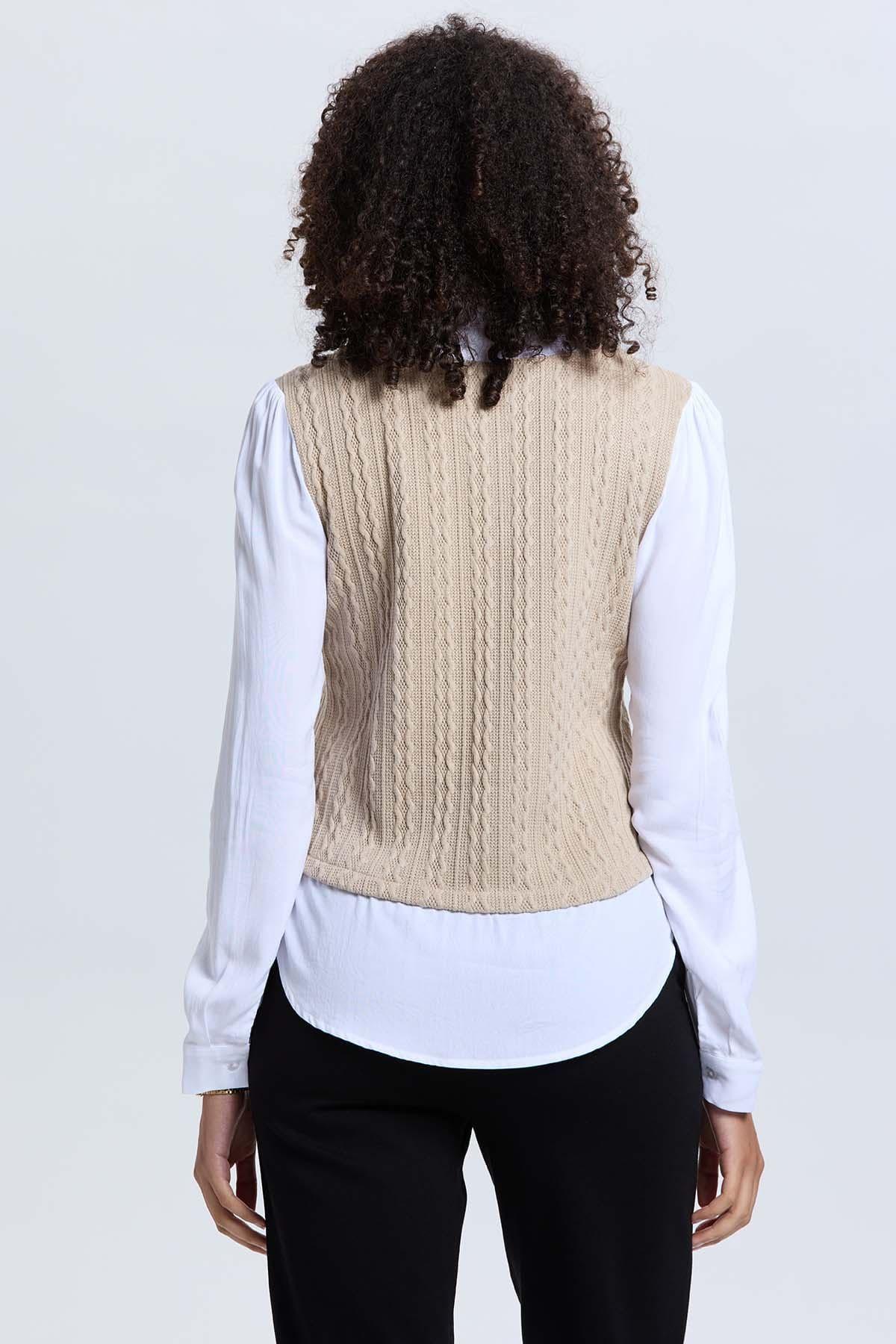 Sweater Mujer Casual Blusa Beige-2