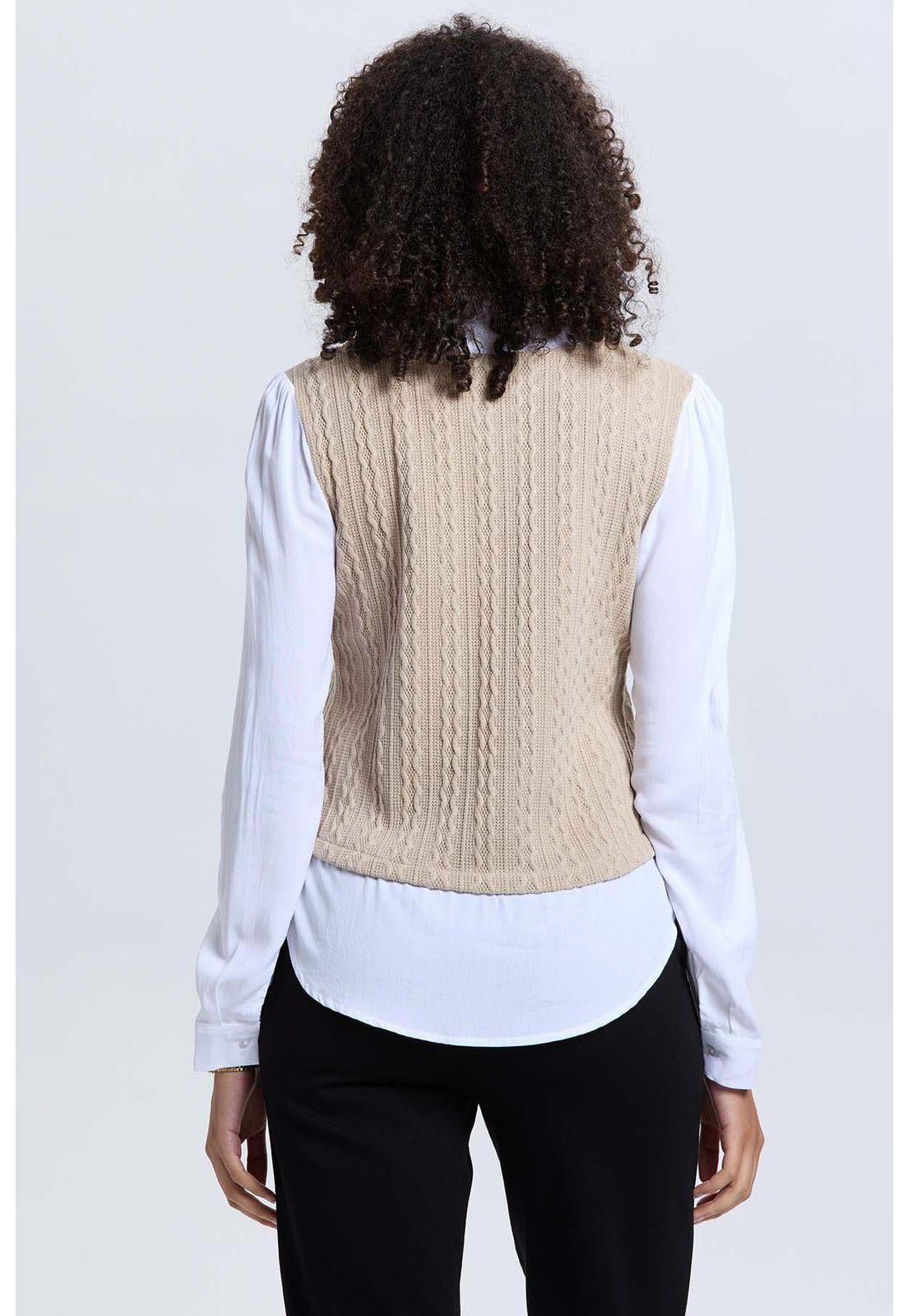 Sweater Mujer Casual Blusa Beige-2