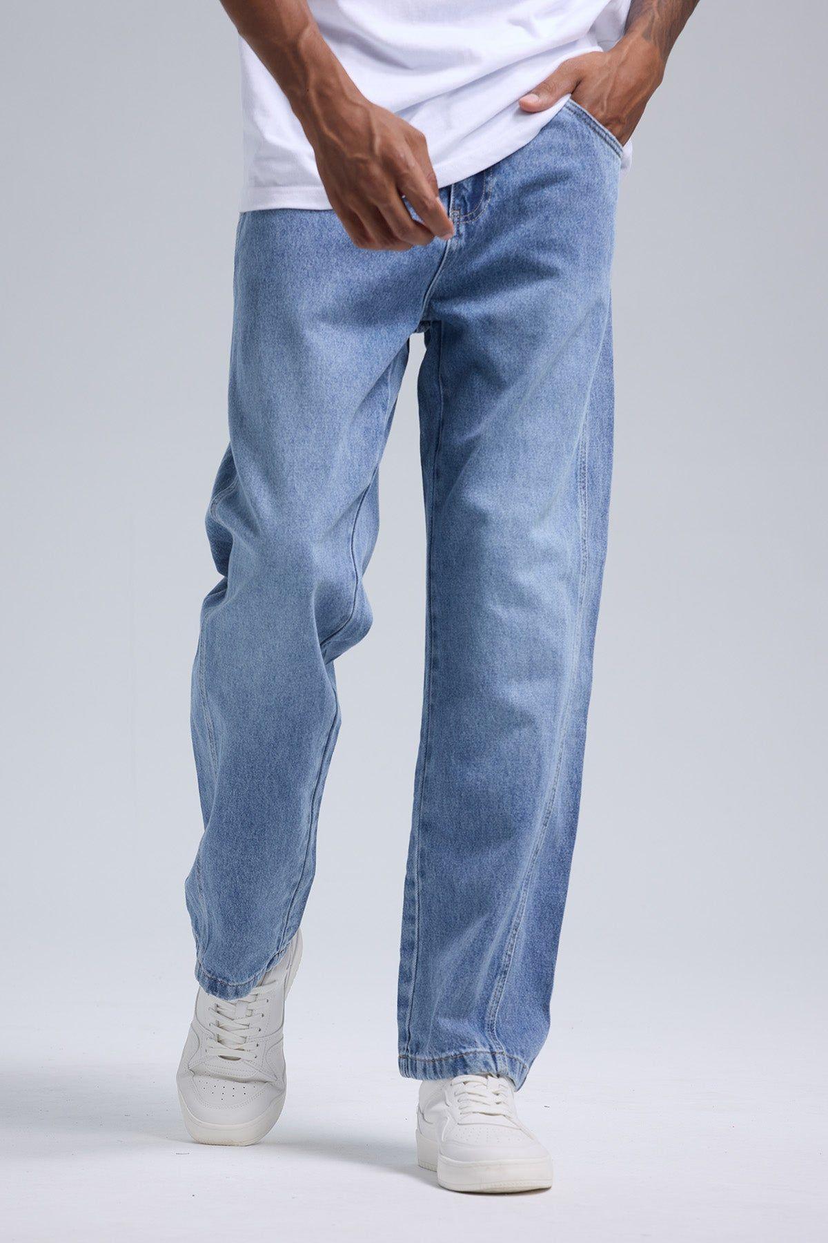 Jeans Hombre Baggy Detalle Azul Claro-0
