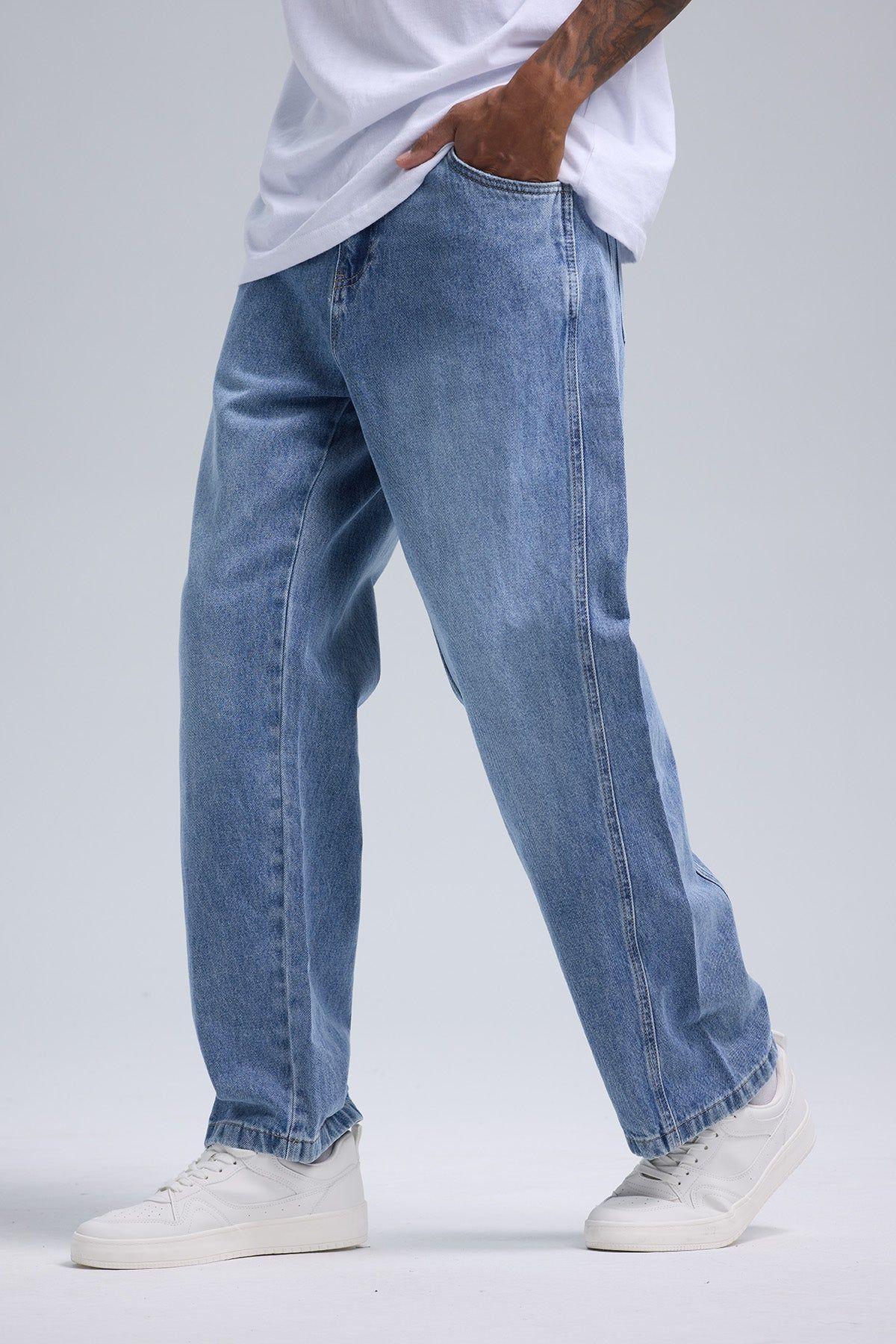 Jeans Hombre Baggy Detalle Azul Claro-1