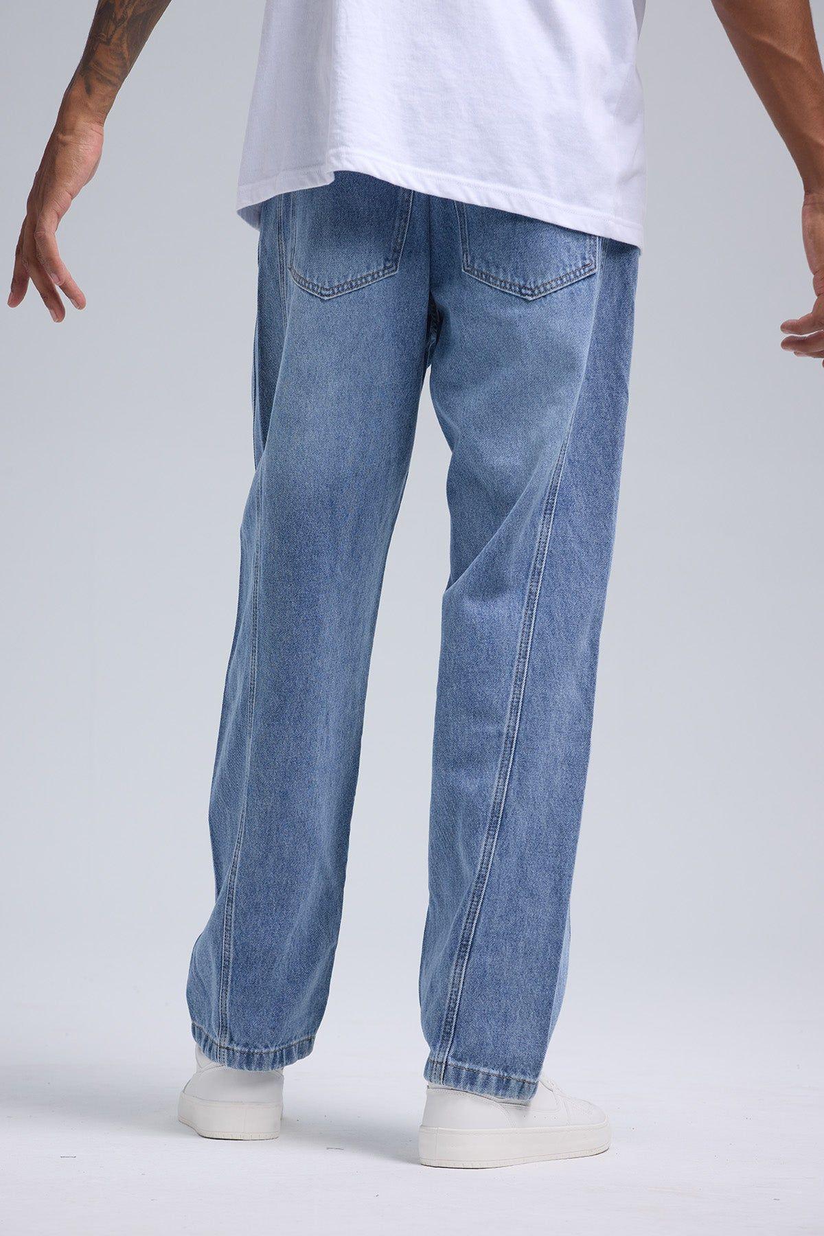 Jeans Hombre Baggy Detalle Azul Claro-2