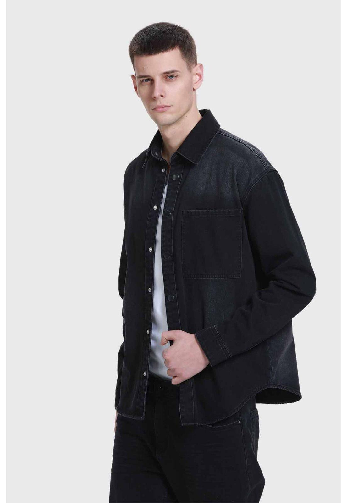 Camisa Hombre Mezclilla Gris-1