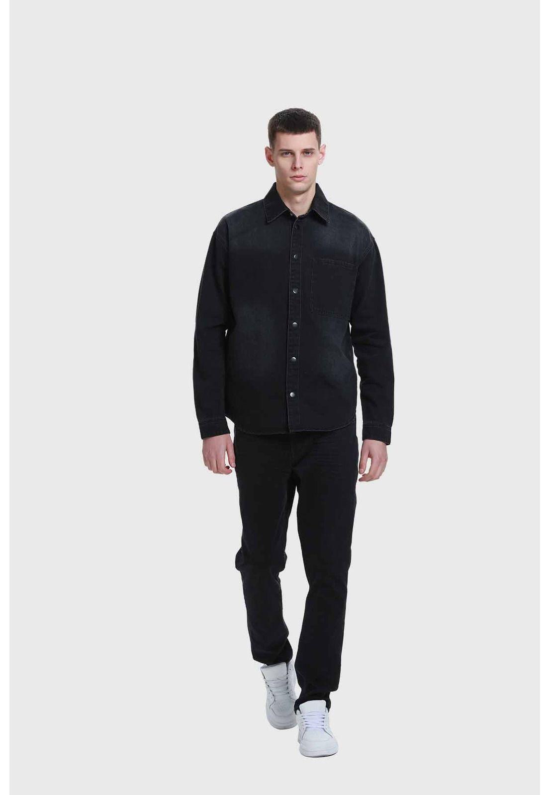 Camisa Hombre Mezclilla Gris-3