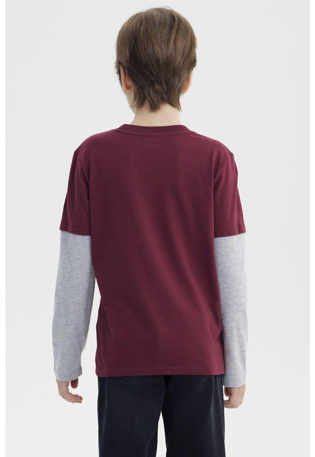 Polera Niño Básica Print Burdeo-2