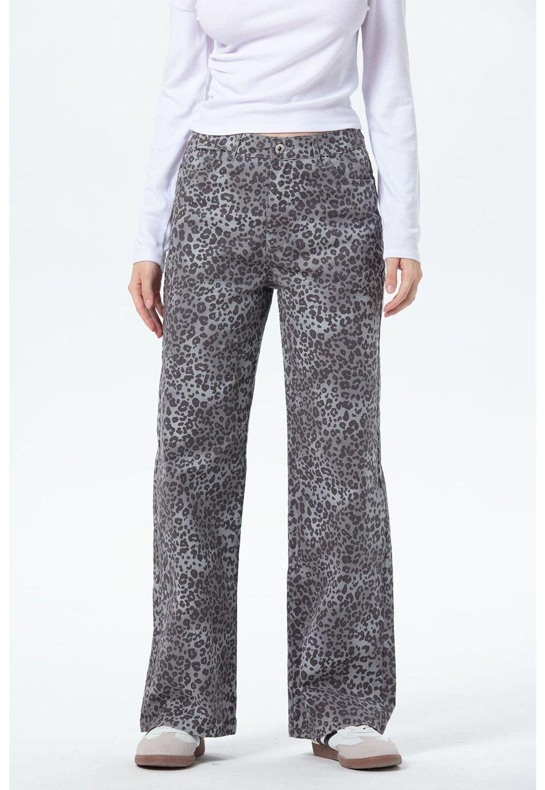 Pantalón Mujer Animal Print Gris-0
