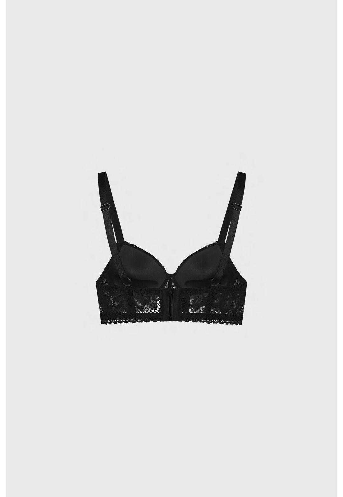 Sostén Mujer Push Up Detalle Encaje Negro-1