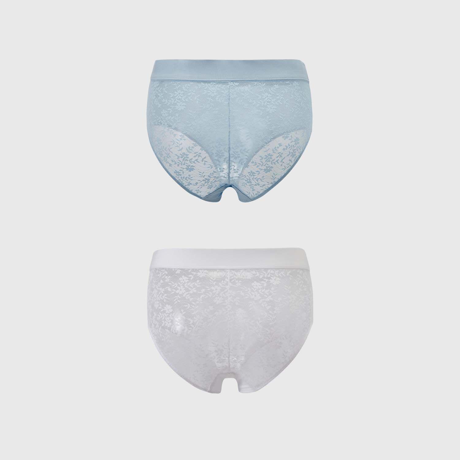 Calzón Mujer Bipack Tiro Alto Encaje Blanco Fashions Park-2
