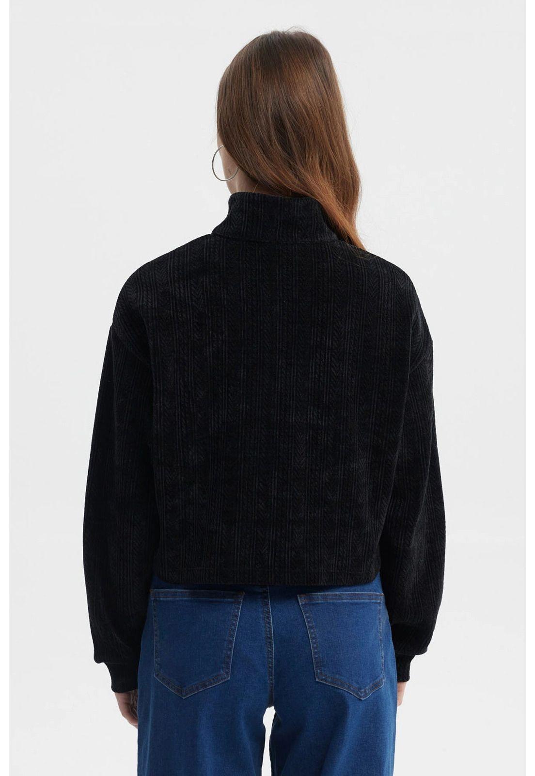 Polerón Mujer Slim Half Zipper Negro-2