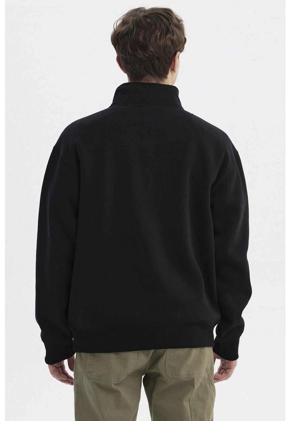 Polerón Hombre Slim Half Zipper Negro - ll-2