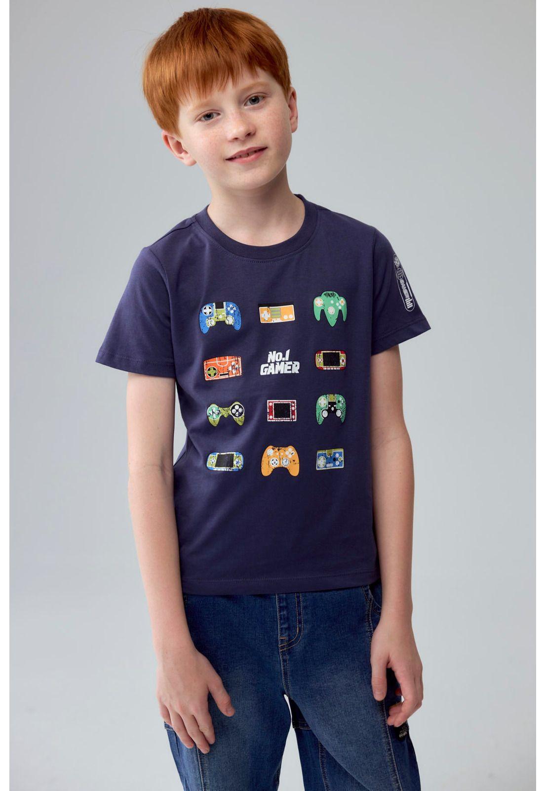 Polera Niño Print Gamer Azul-0