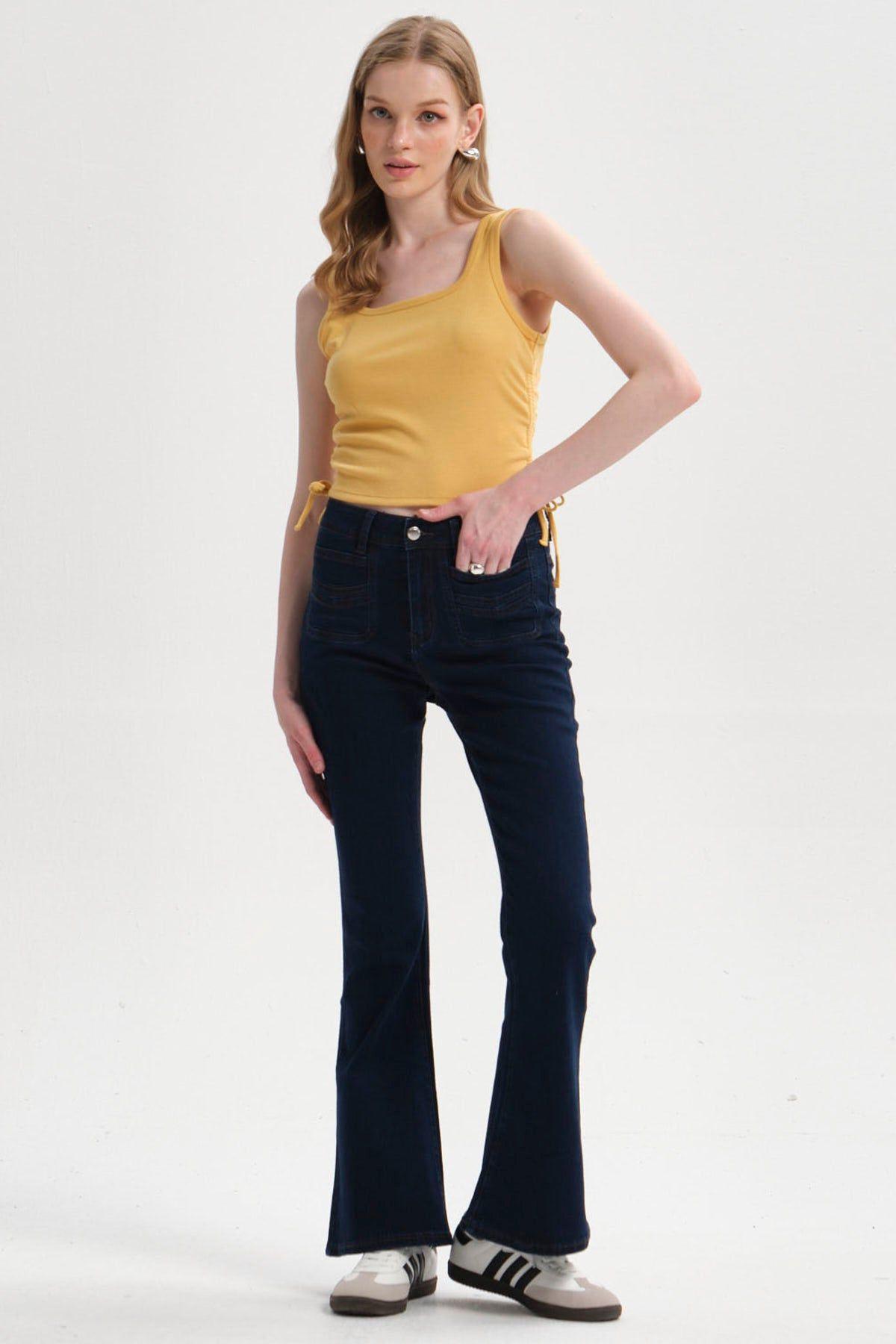 Polera Mujer Recogido Costado Amarillo-3