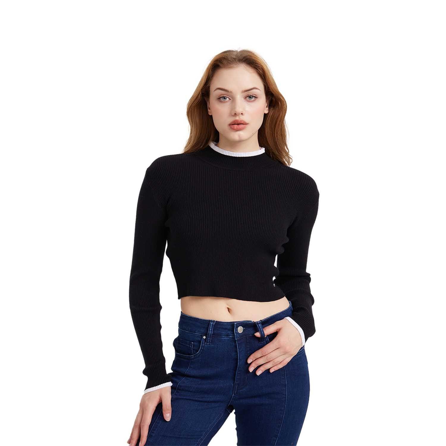 Sweater Mujer Contraste Negro Fashion´s Park-0