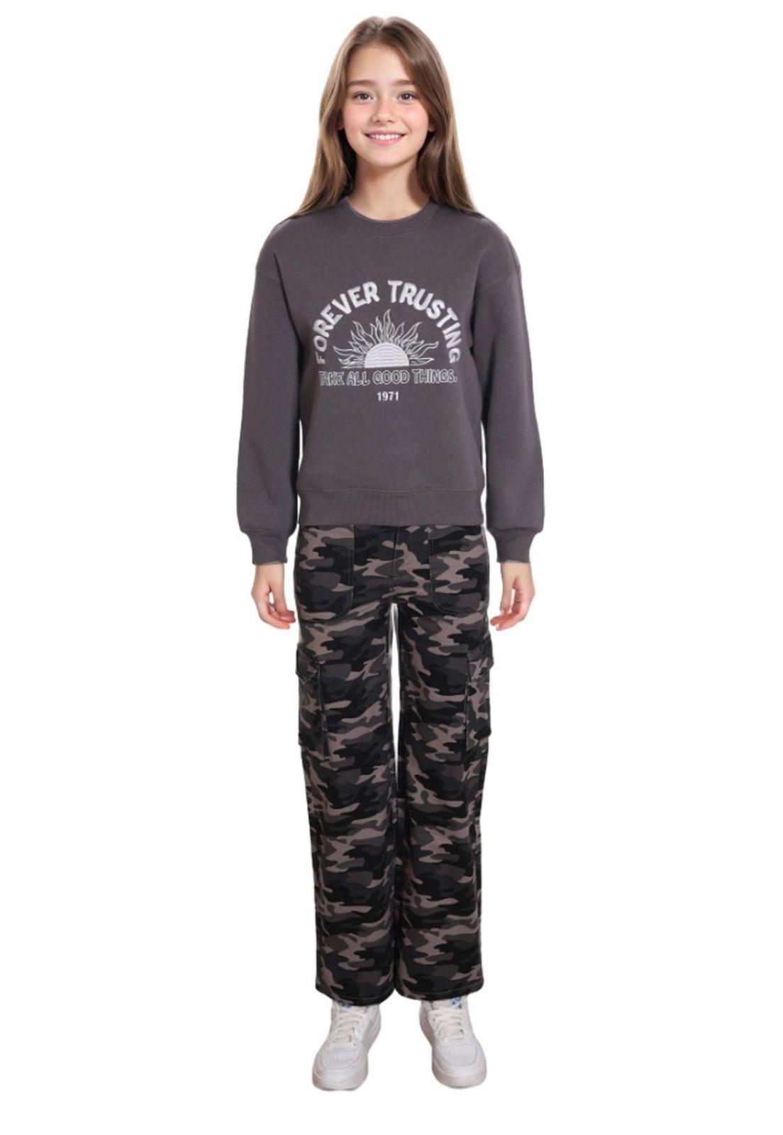 Polerón Niña Oversize Bordado Gris-2