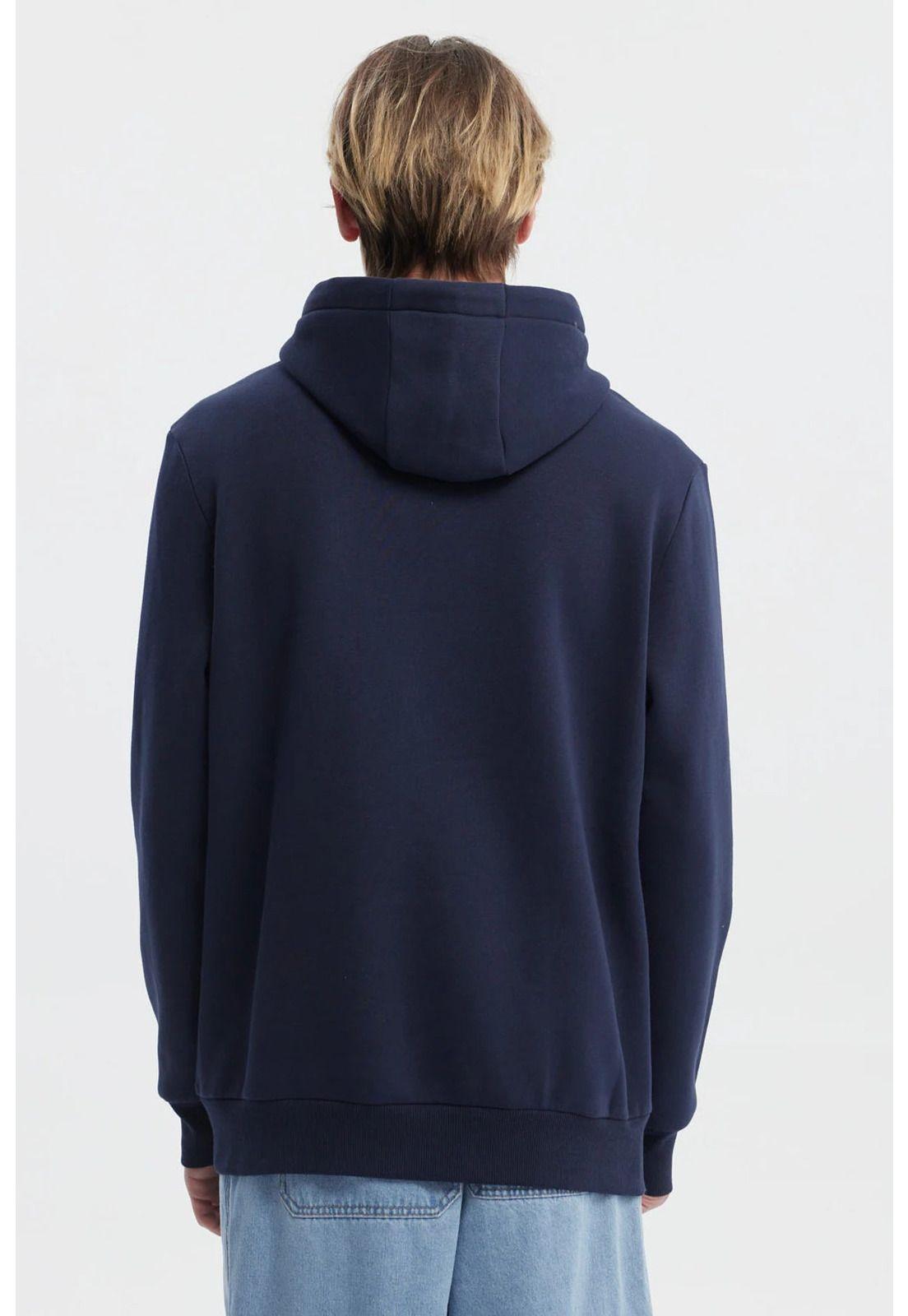 Polerón Hombre Hoodie Básico Azul-2