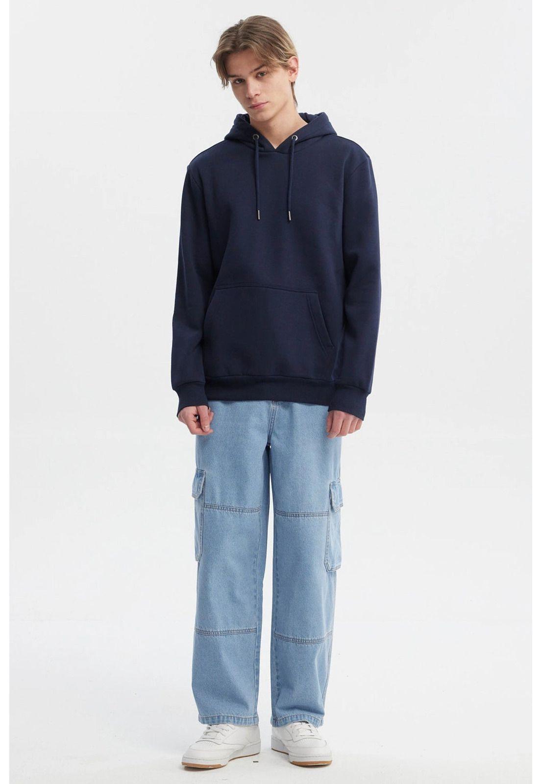Polerón Hombre Hoodie Básico Azul-3
