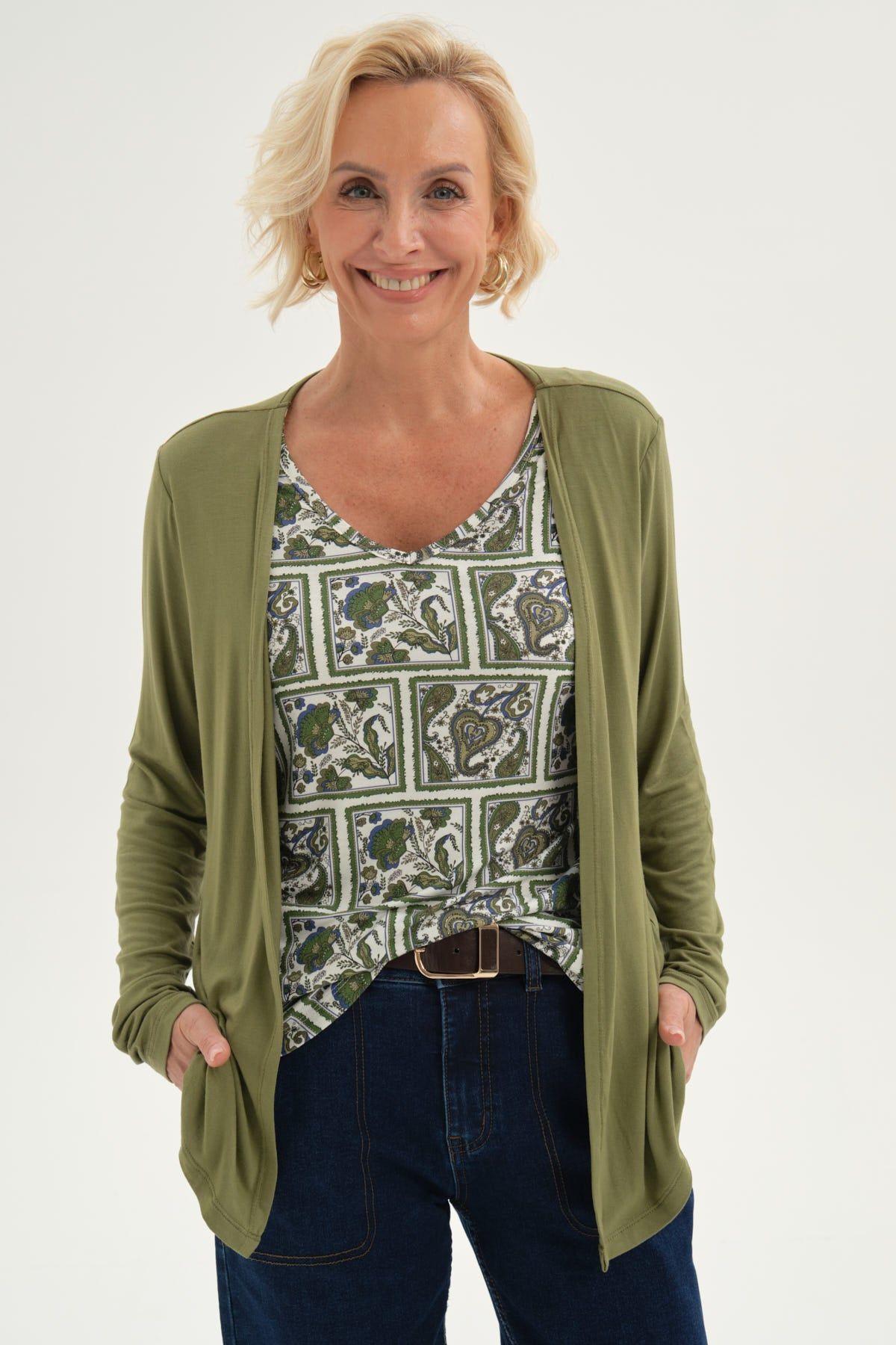 Polera Mujer Tapado Print Verde Militar-0