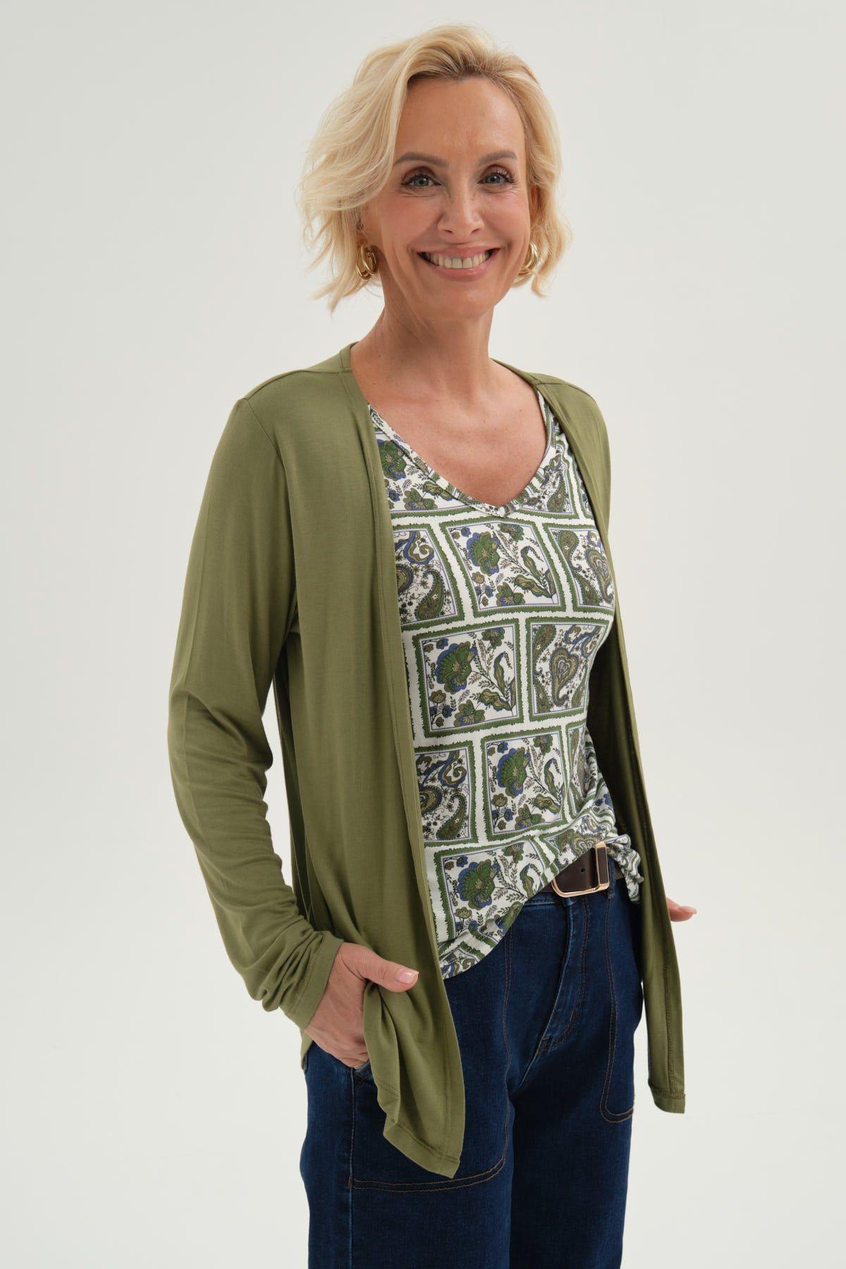 Polera Mujer Tapado Print Verde Militar-1