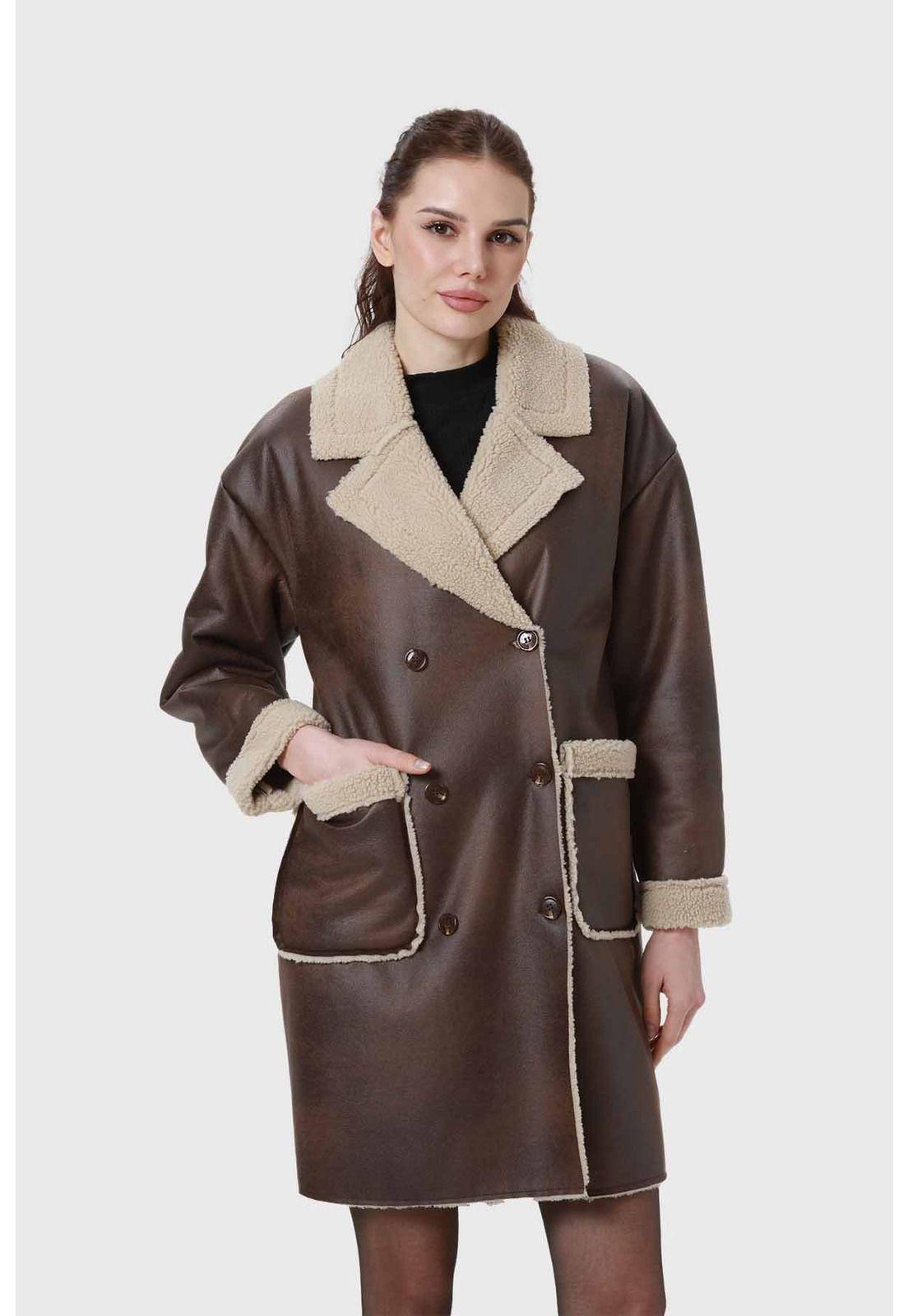 Abrigo Mujer Efecto Cuero-0