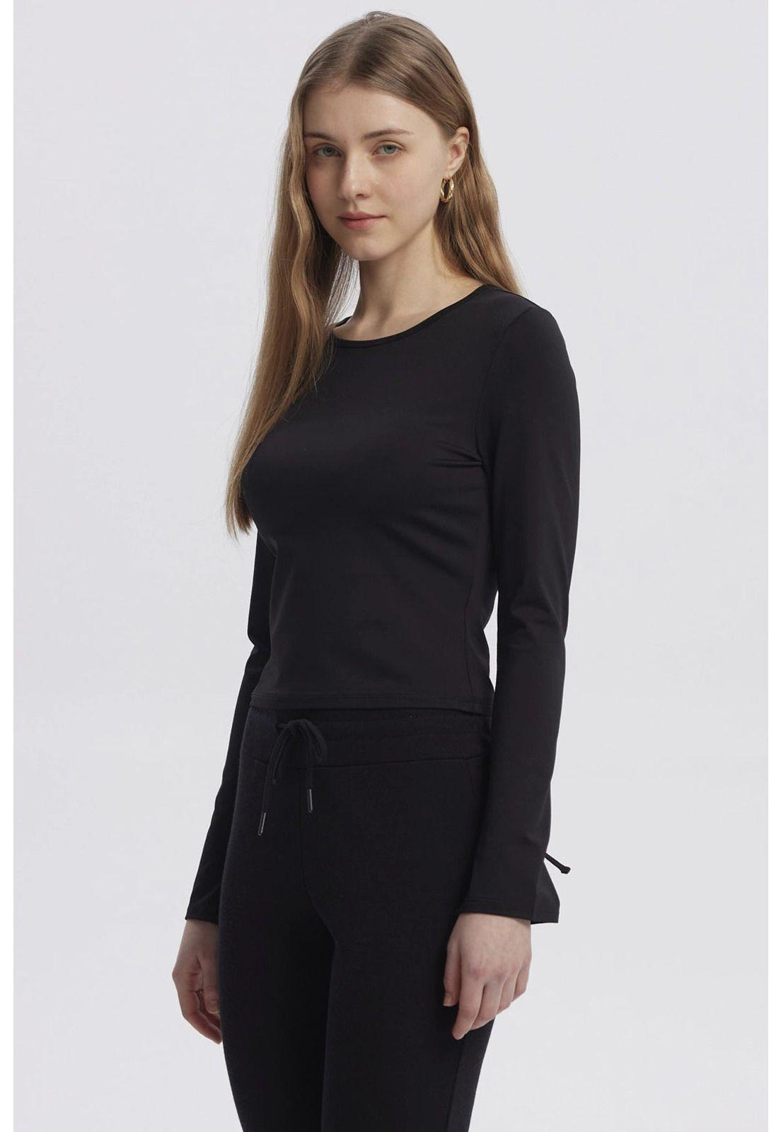 Polera Mujer Lazo Puño Negro-1