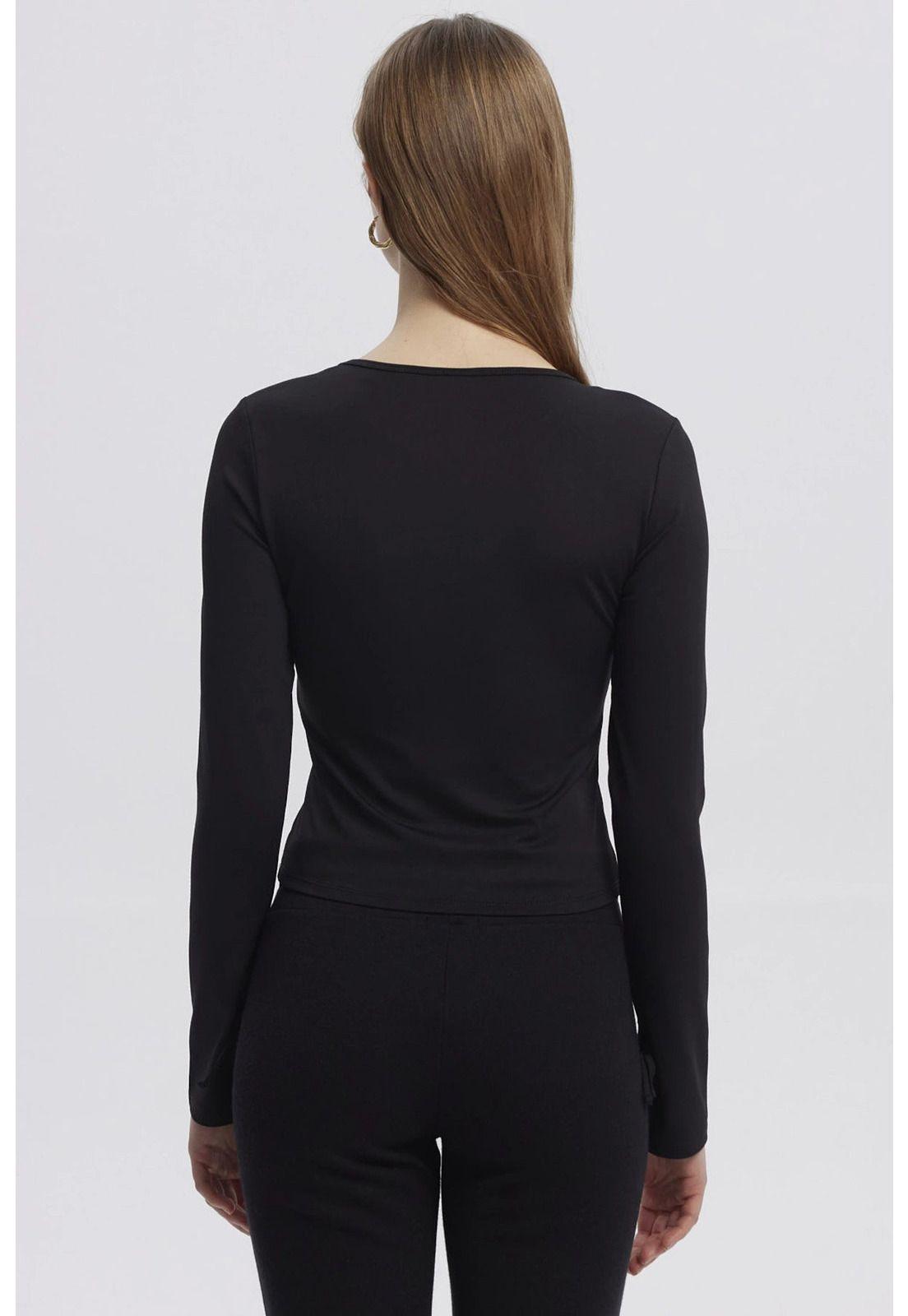 Polera Mujer Lazo Puño Negro-2