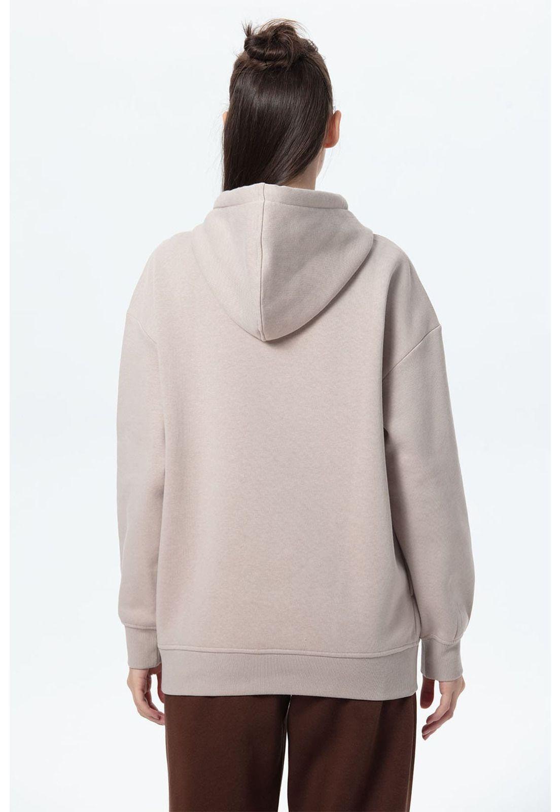 Polerón Mujer Oversize Print Beige-2