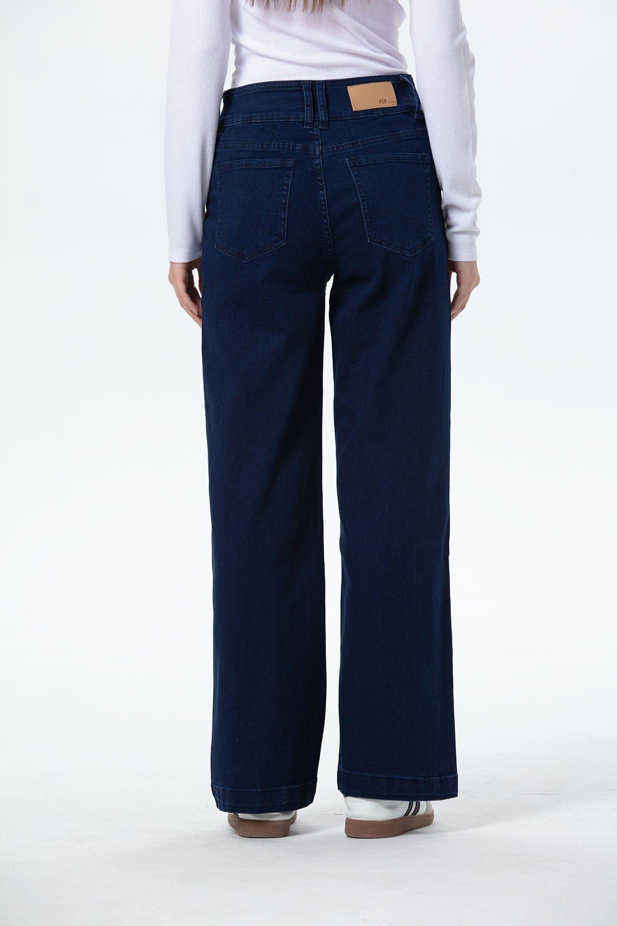 Jeans Mujer Bolsillo Calce Recto Azul Índigo-1