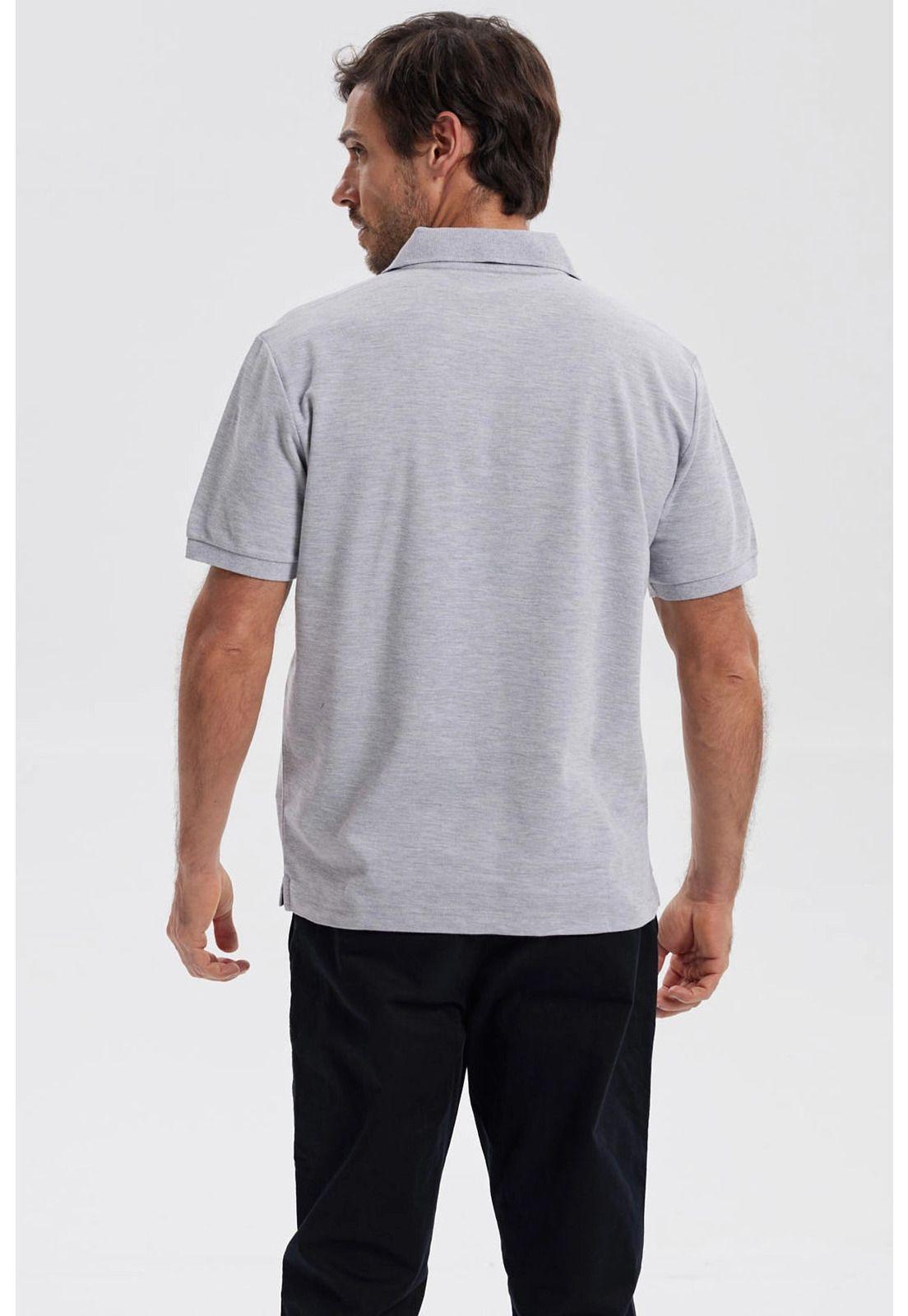 Polera Hombre Piqué Básica Lisa Gris Melange - ll-2
