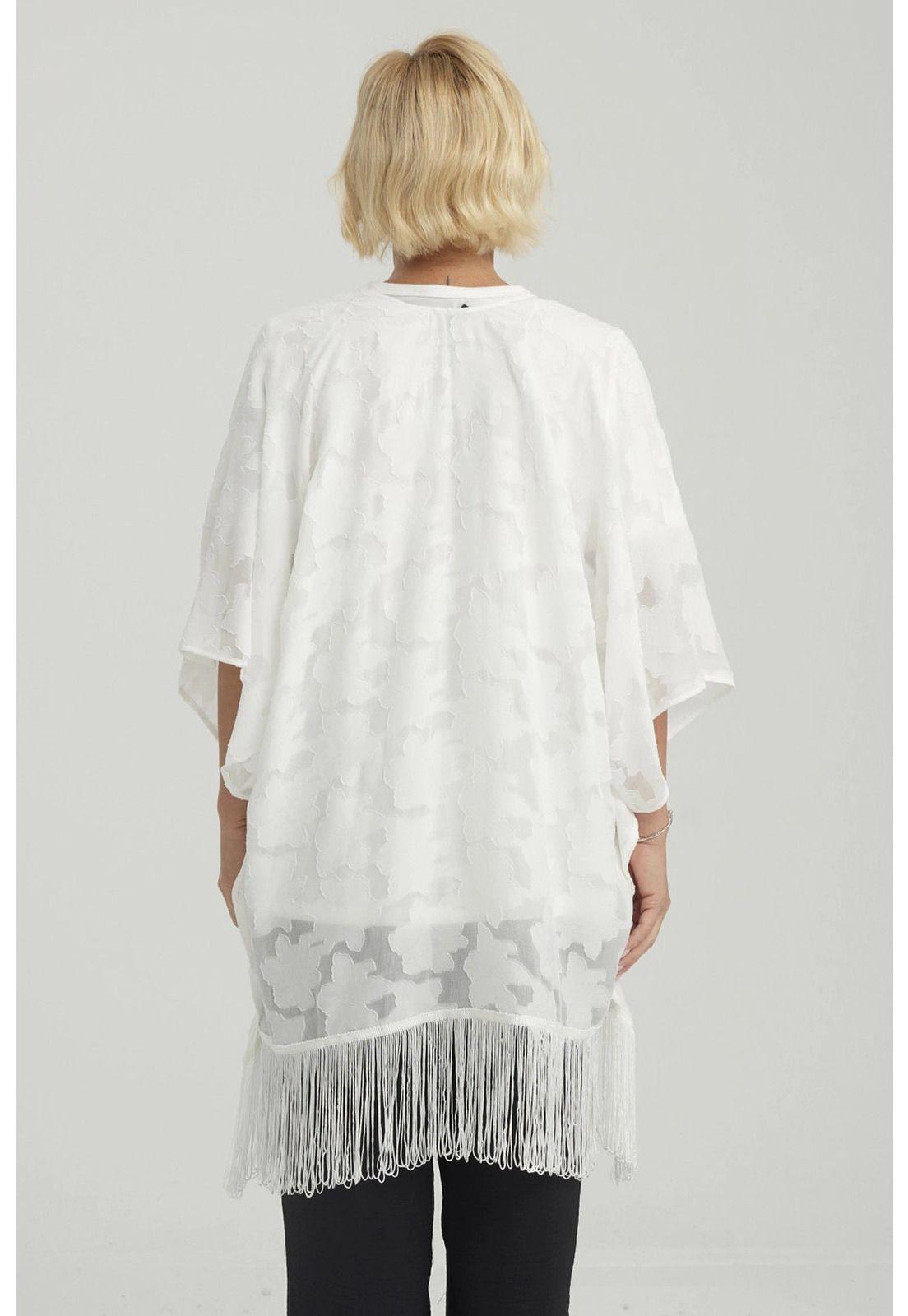 Blusa Mujer Tapado Con Flecos Crudo-2